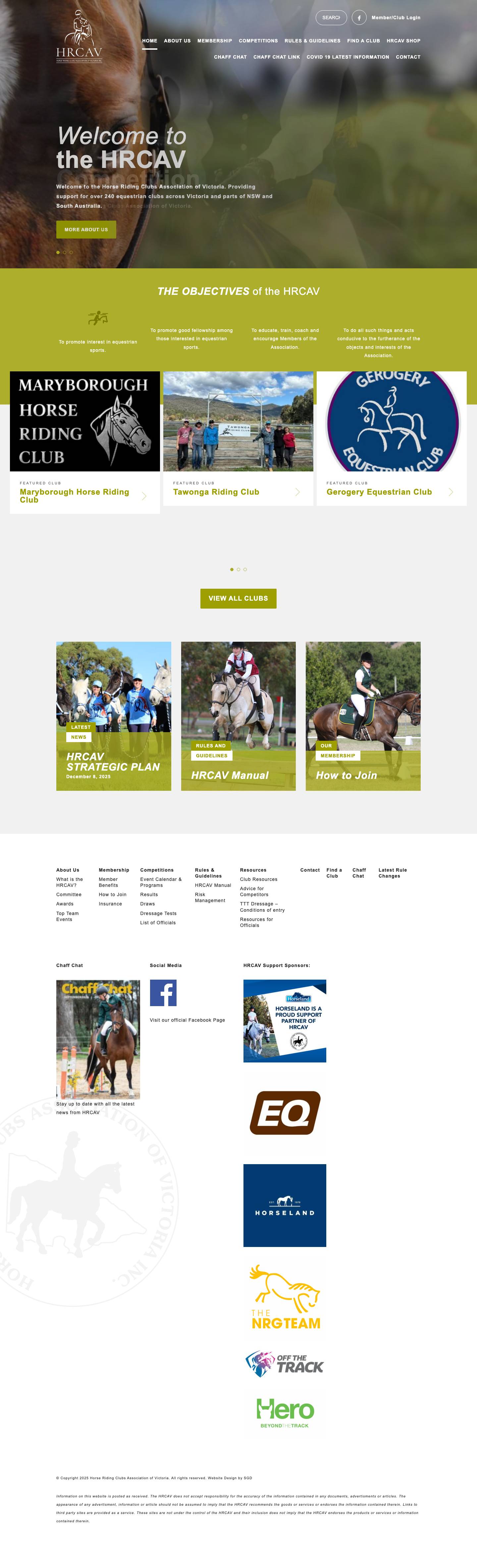 Home - Horse Riding Club Association of Victoria : Horse Riding Club Association of Victoria - Full Screenshot