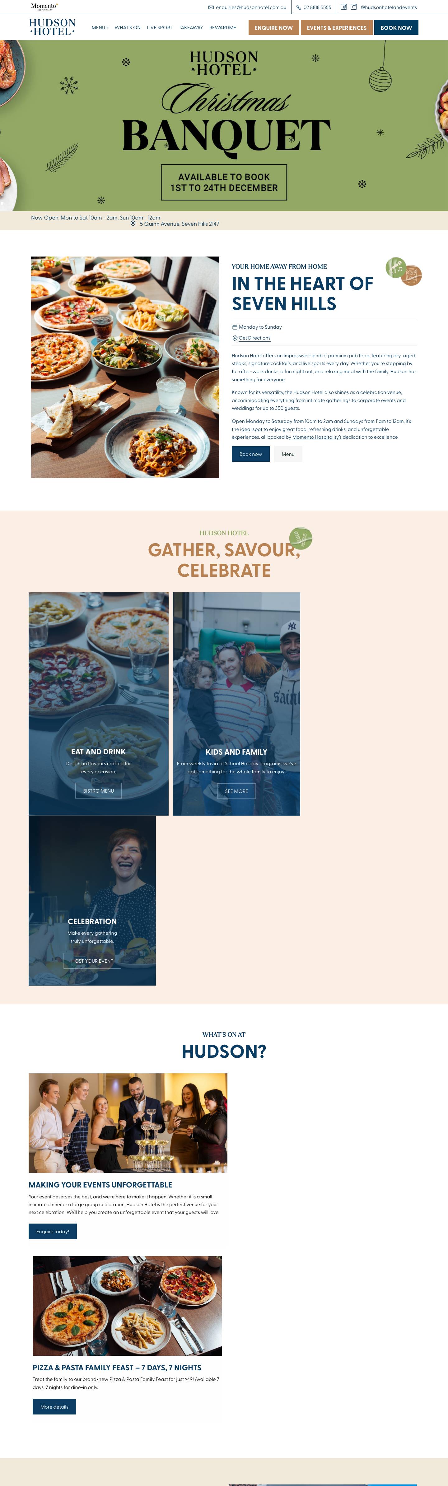 Hudson Hotel & Events Centre - Full Screenshot