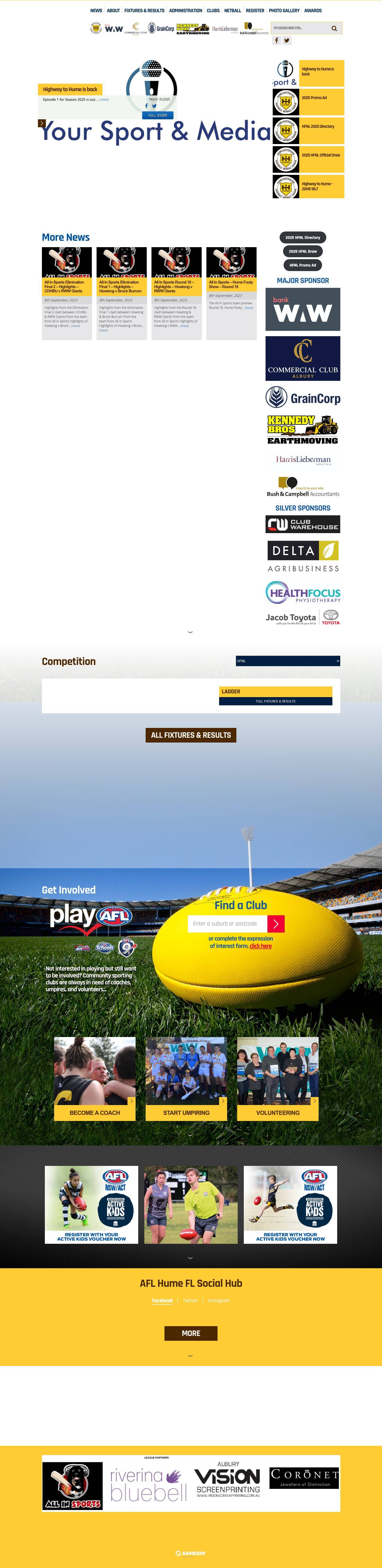 Hume FNL - Home - Full Screenshot