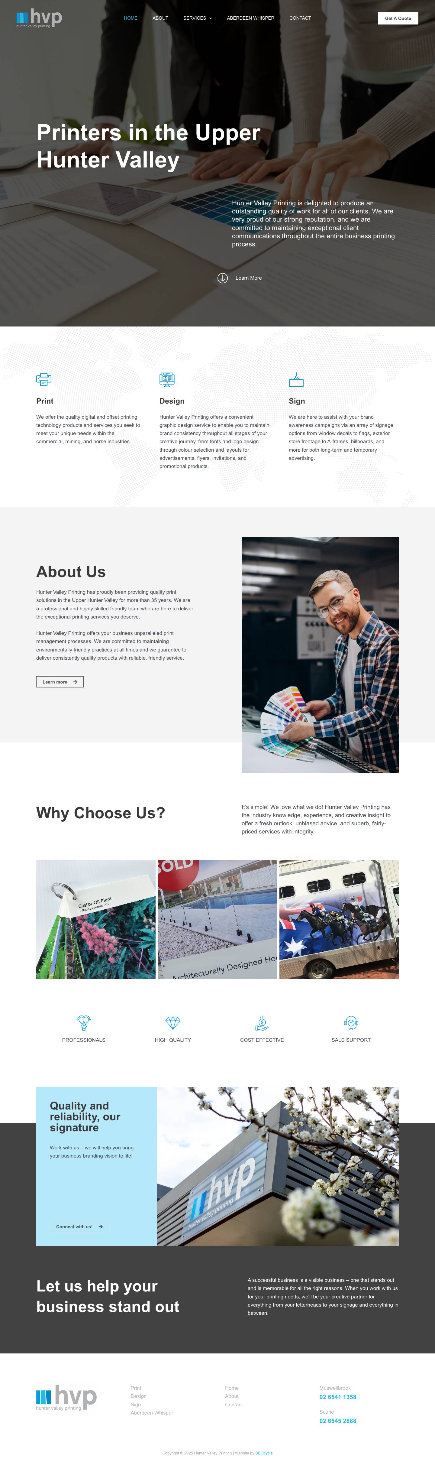 Quality Hunter Valley Printing Services Muswellbrook Scone - Full Screenshot