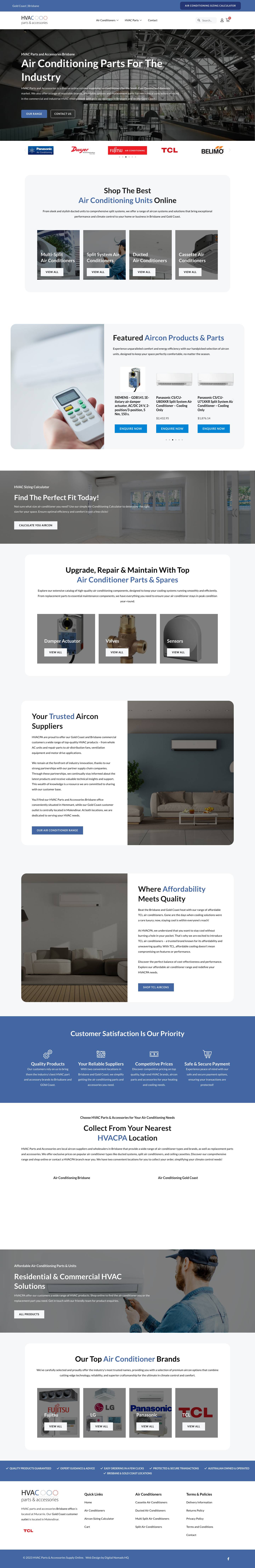 HVAC Parts and Accessories | Shop Online | Air Conditioners - Full Screenshot