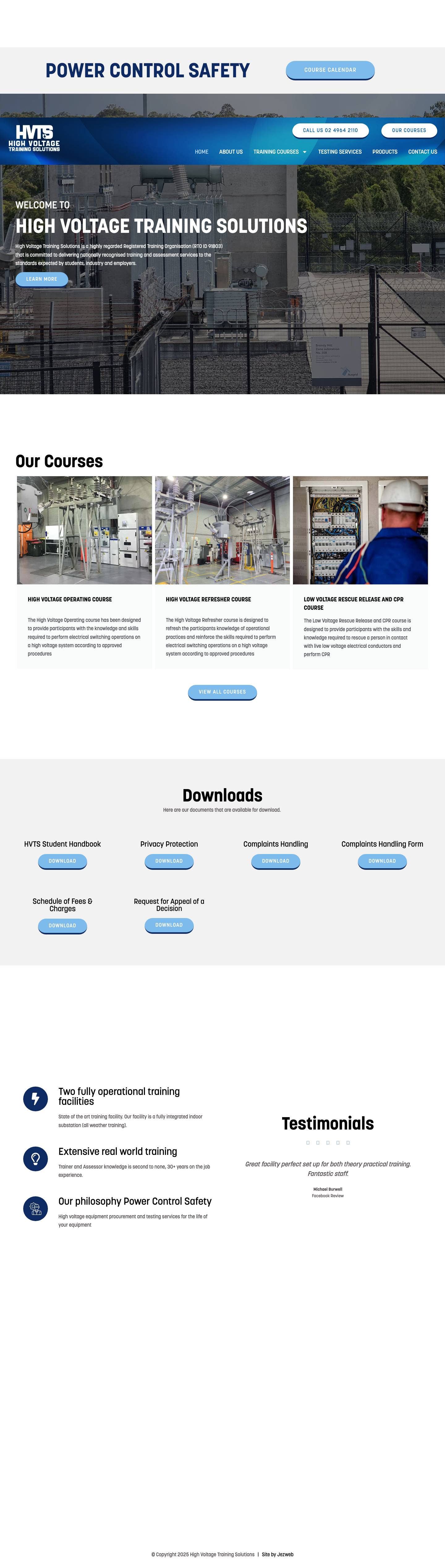 Nationally Recognised High Voltage Training Provider in NSW - Full Screenshot