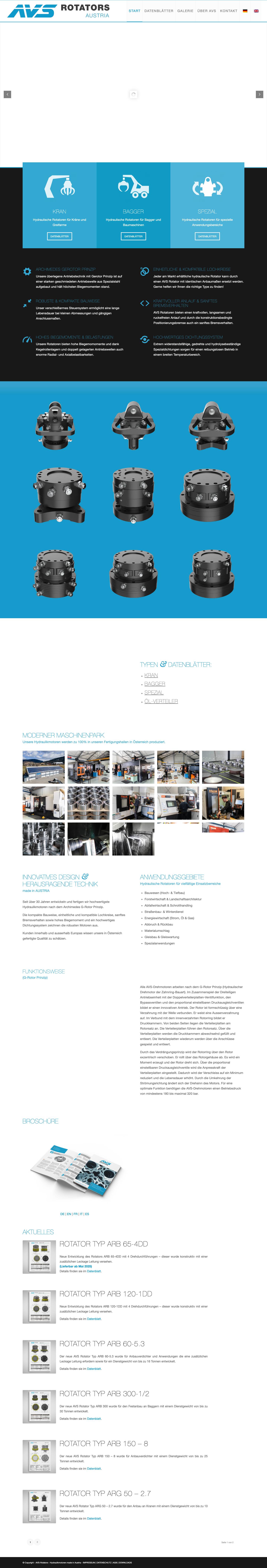 Start - AVS - Hydraulische Rotatoren für Kran, Bagger, Spezial - Full Screenshot