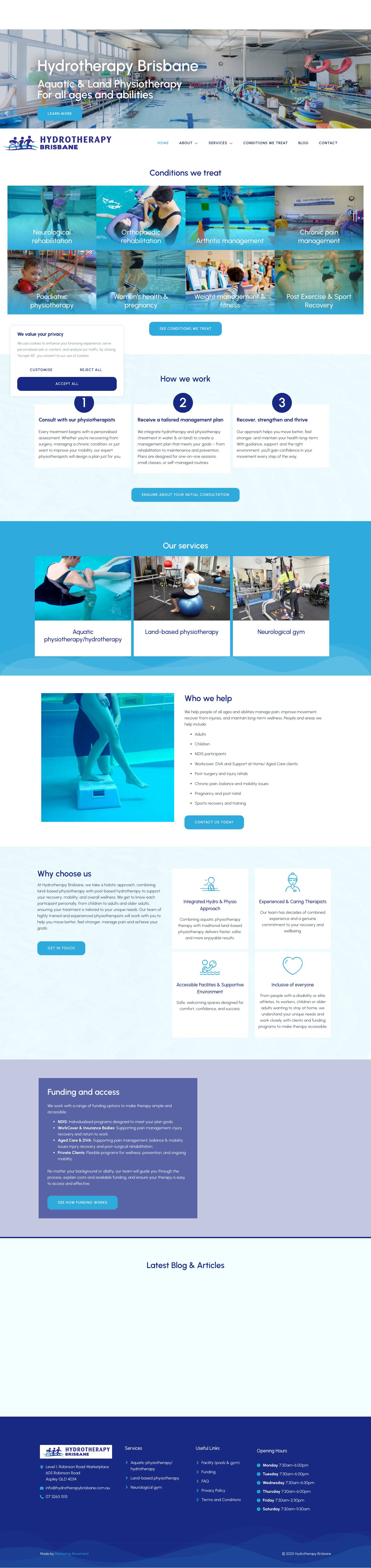 Hydrotherapy Brisbane | Expert Physiotherapy & Rehab - Full Screenshot