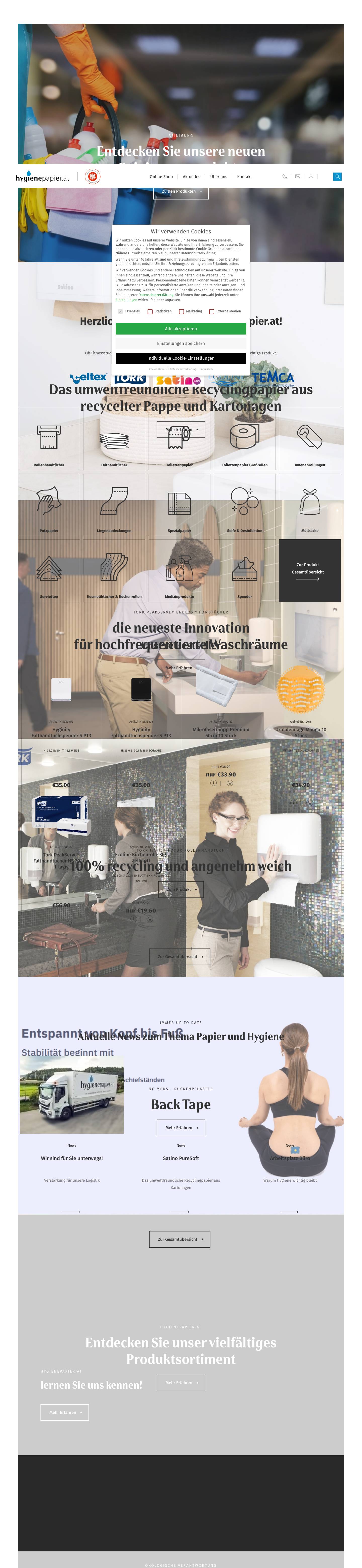 Startseite - Hygienepapier - Full Screenshot