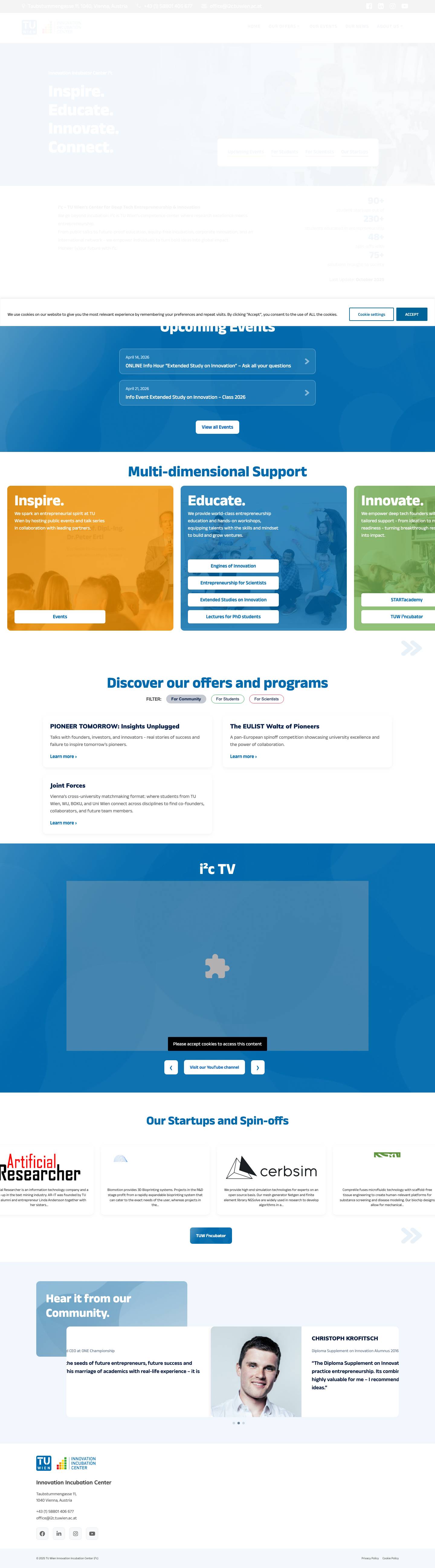 Home - Innovation Incubation Center - Full Screenshot