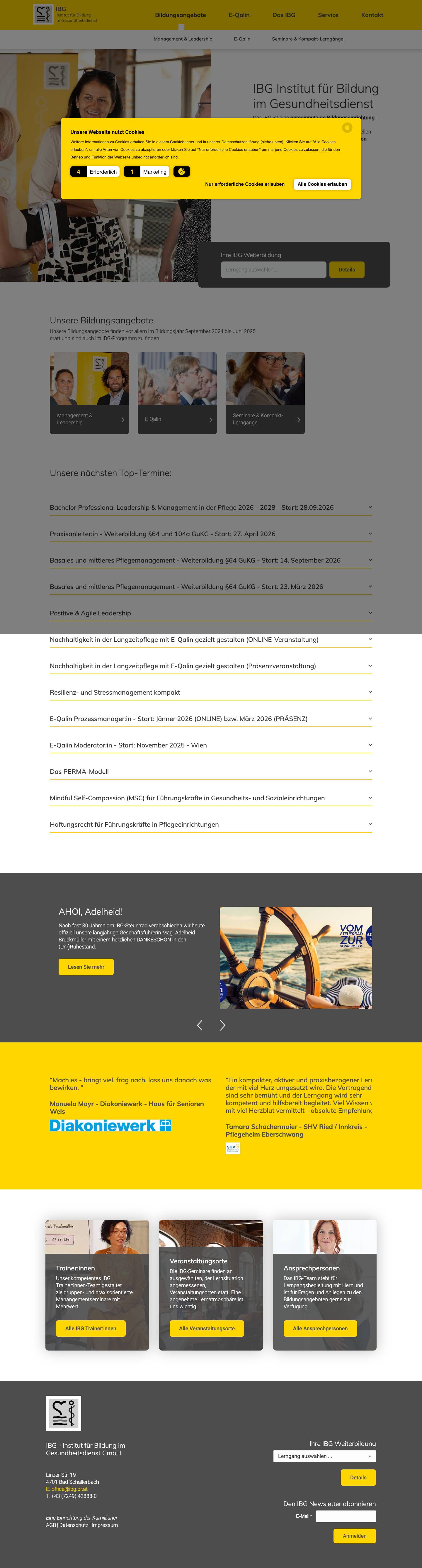 Bildungsangebote - IBG - Full Screenshot
