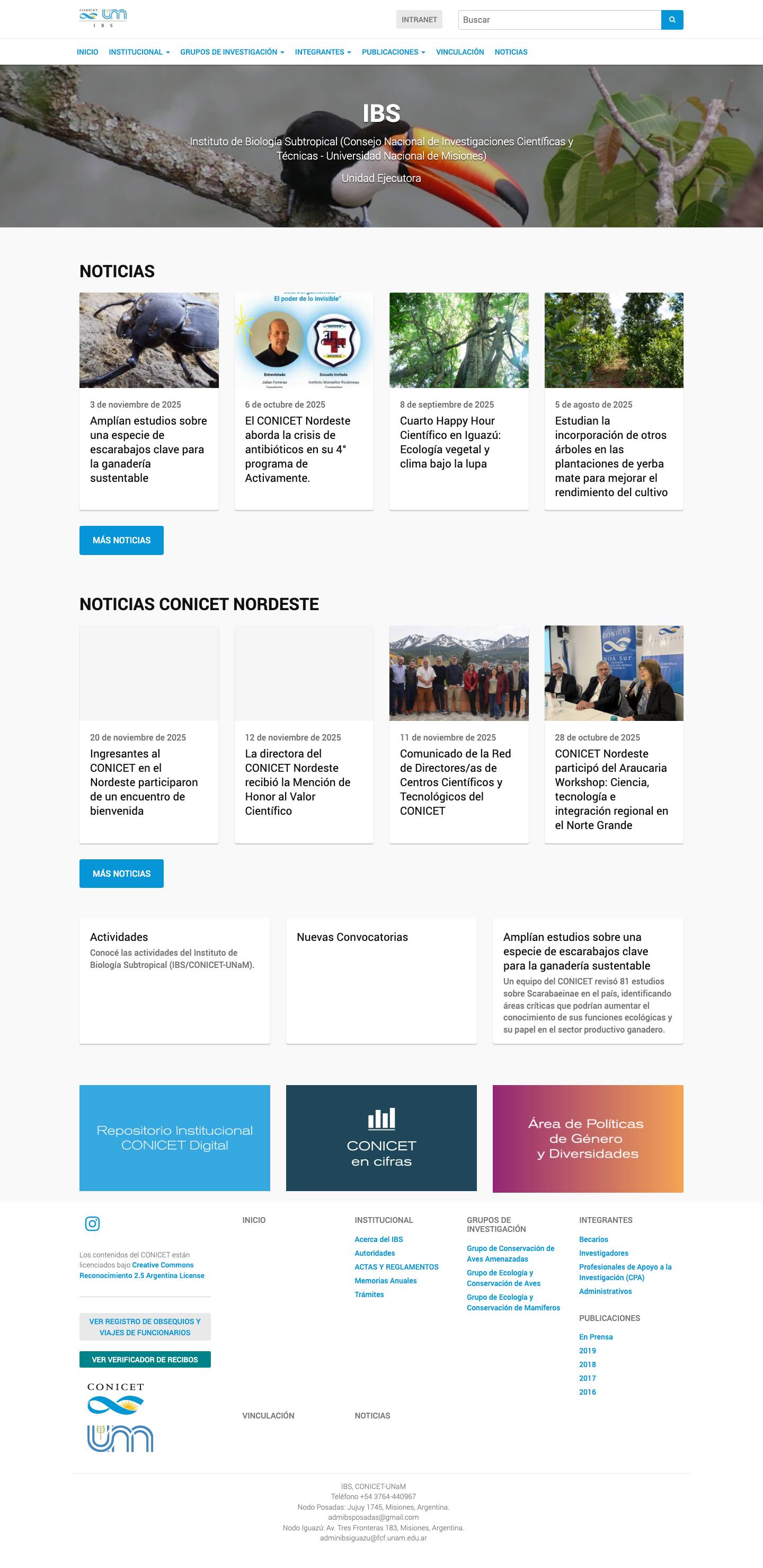 IBS | Instituto de Biología Subtropical (Consejo Nacional de Inv - Full Screenshot