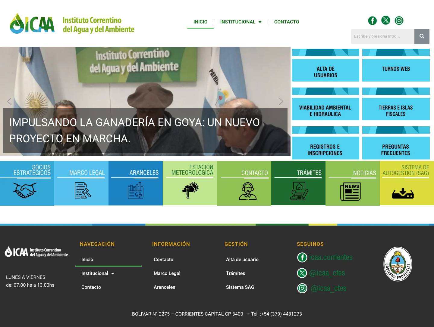 ICAA | Instituto Correntino del Agua y del Ambiente - Full Screenshot