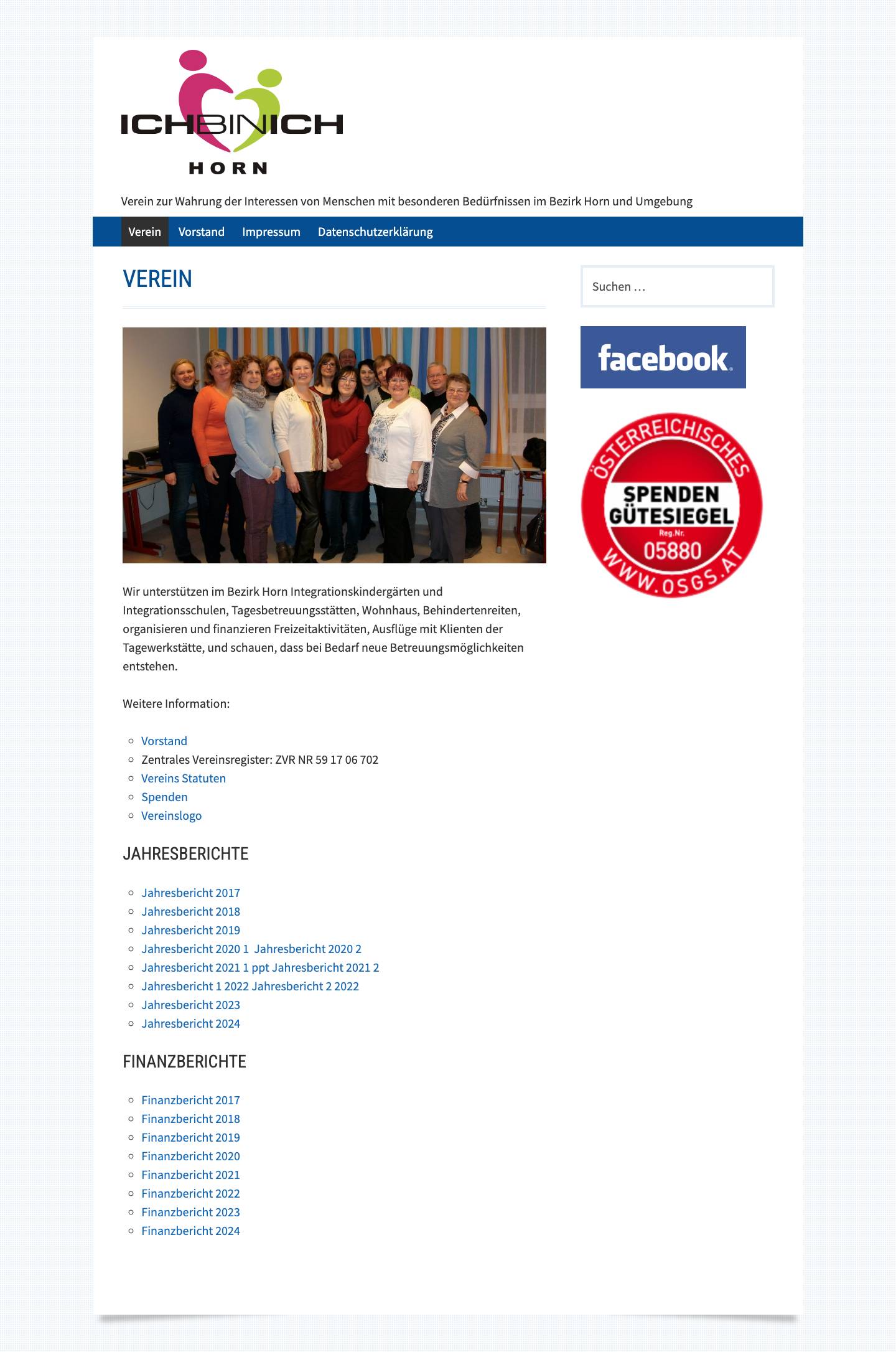 Ich bin Ich – Verein zur Wahrung der Interessen von Menschen mit besonderen Bedürfnissen im Bezirk Horn und Umgebung - Full Screenshot