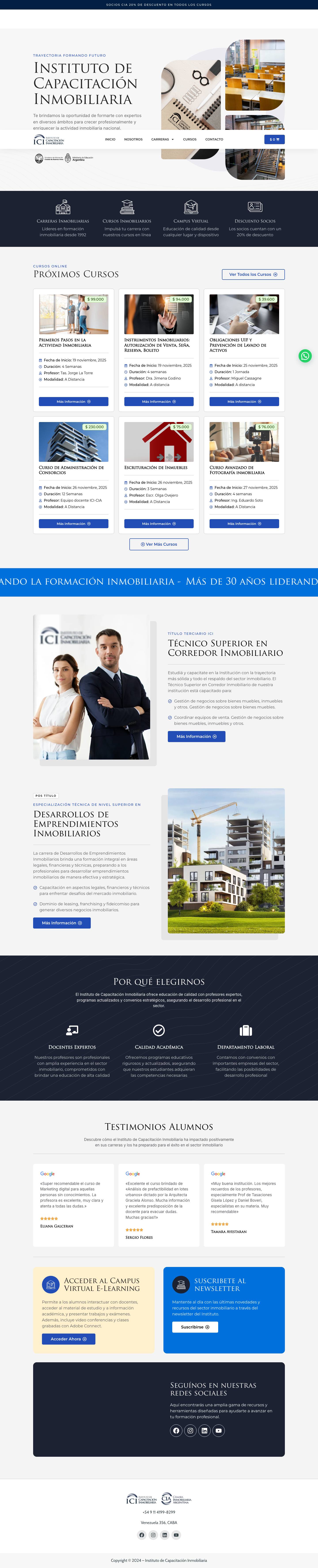 ICI – Instituto de Capacitación Inmobiliaria – Te brindamos la oportunidad de formarte con expertos en diversos ámbitos para crecer profesionalmente y enriquecer la actividad inmobiliaria nacional. - Full Screenshot