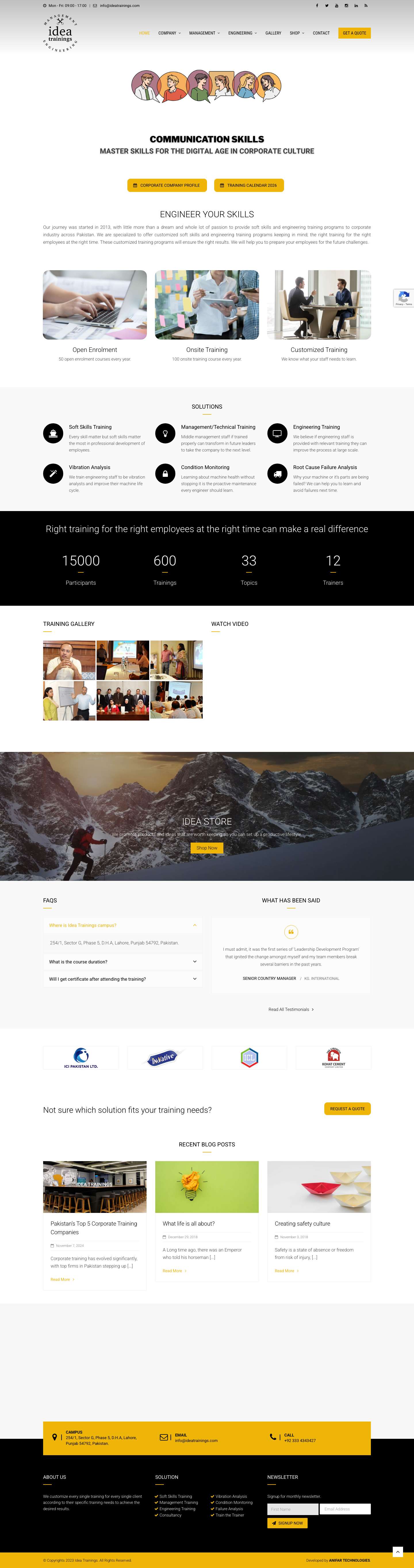 Idea Trainings | Management | Engineering - Full Screenshot