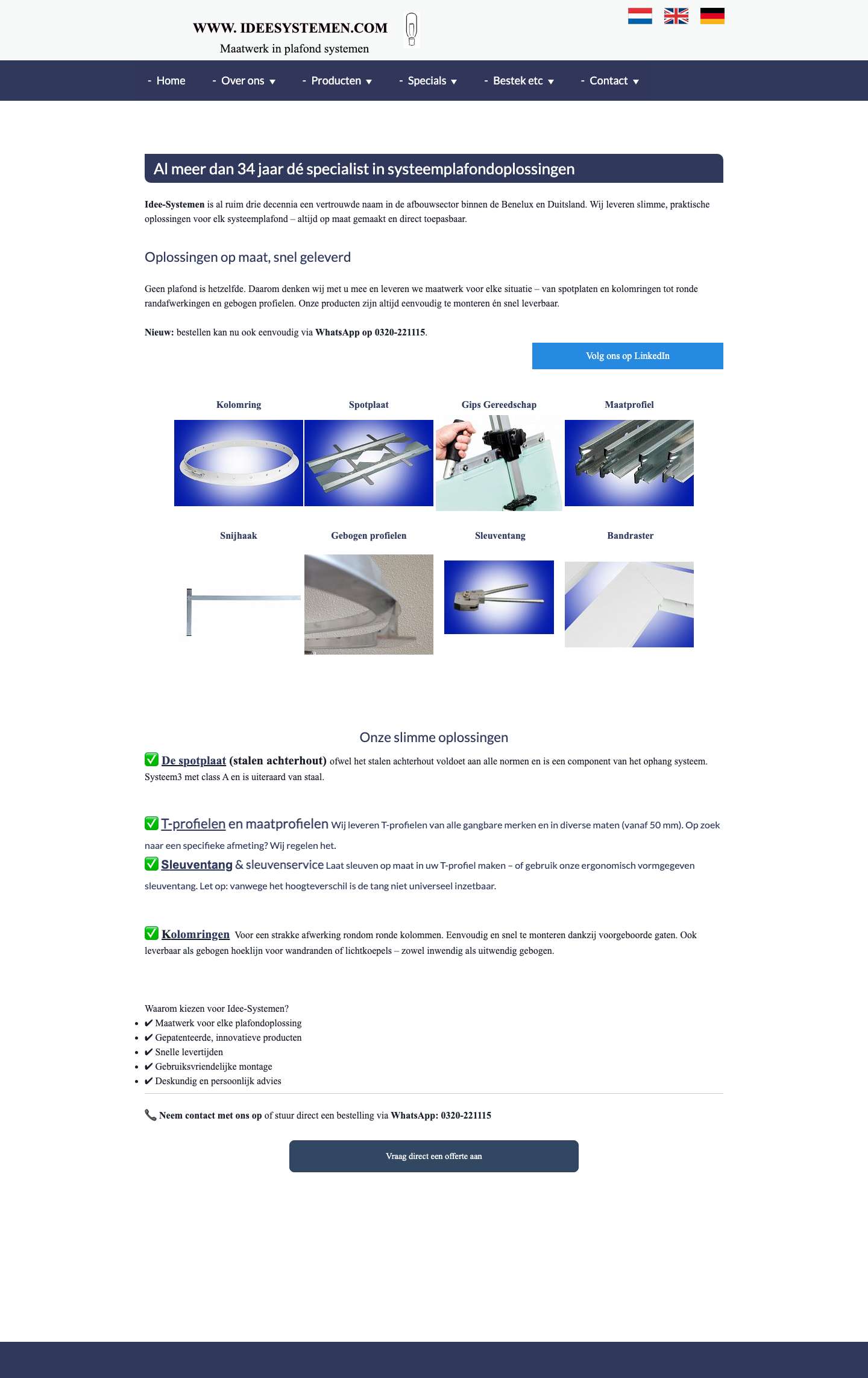 Specials voor het systeemplafond zoals spotplaat en kolomring - Full Screenshot