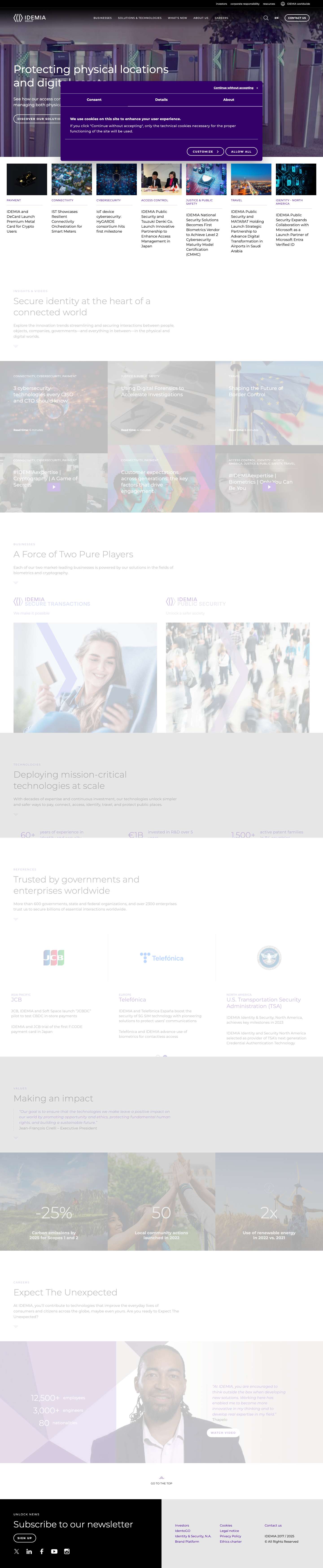 Leader in biometrics and cryptography | IDEMIA - Full Screenshot