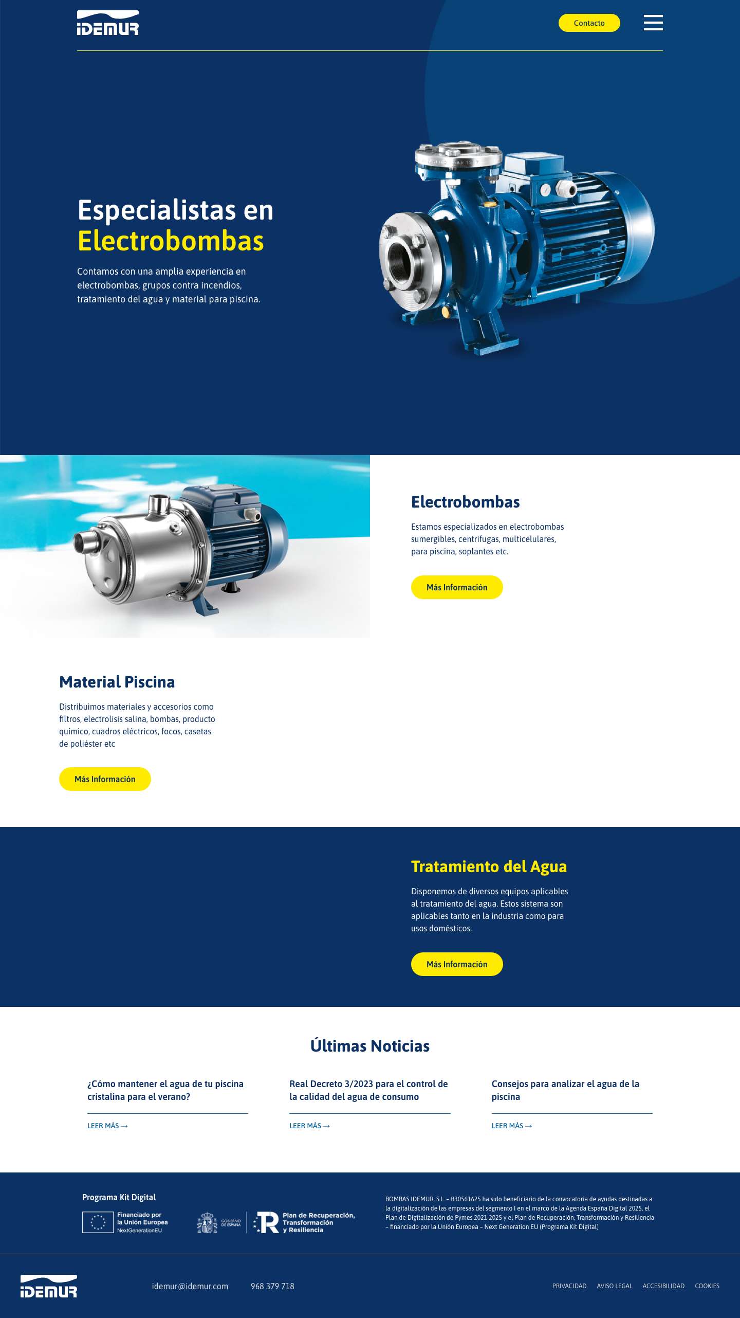 Electrobombas y Material de piscina en Murcia - Full Screenshot
