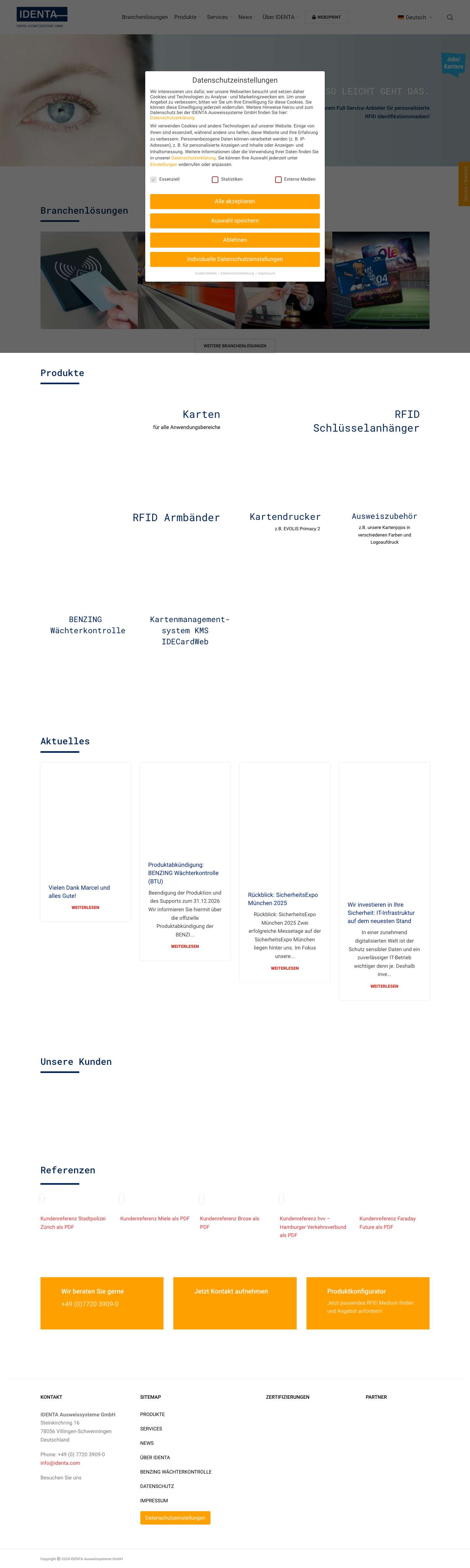 Home - IDENTA Ausweissysteme - Full Screenshot