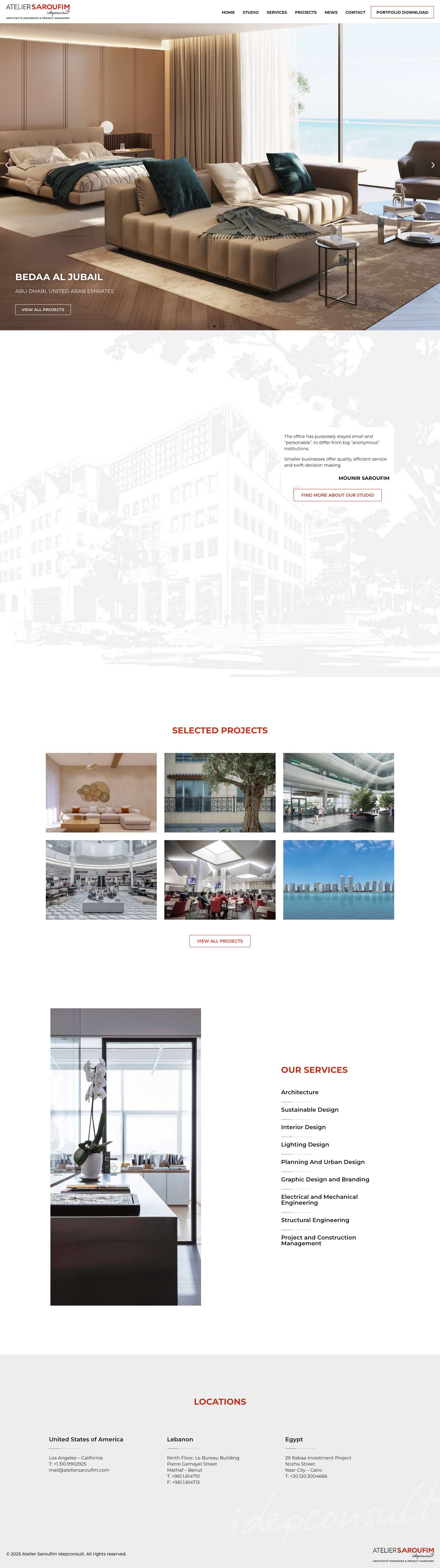 Atelier Saroufim – Architects, Engineers and Project Managers – founded in 1979 by Architect and Urban Planner Mounir Saroufim - Full Screenshot