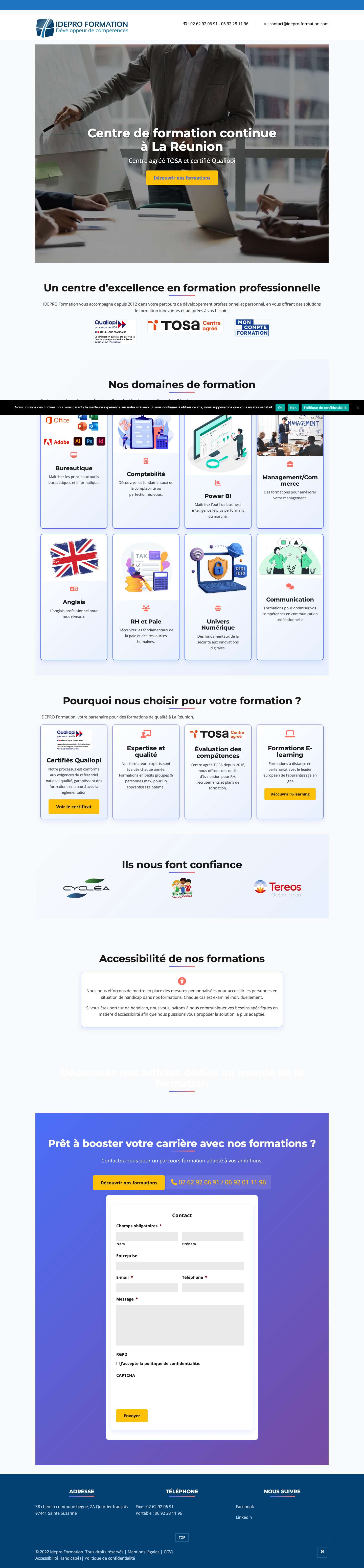 Centre de formation à La Réunion 974 - Idepro FormationFormation Professionnelle à La Réunion - Idepro Formation - Full Screenshot