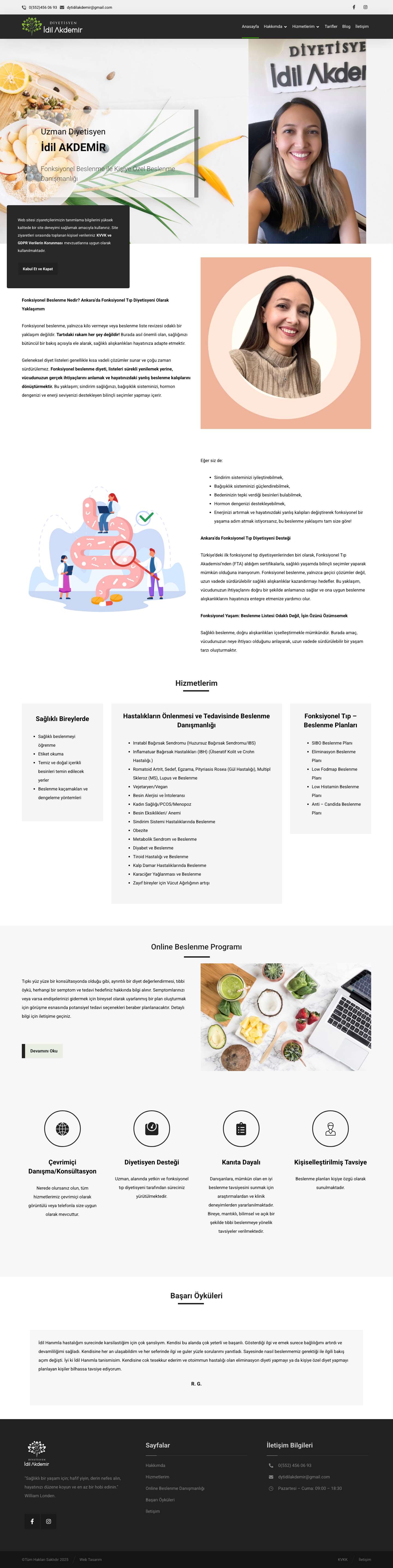Anasayfa - İdil Akdemir | Uzman Diyetisyen | Fonksiyonel Tıp Diyetisyeni - Full Screenshot