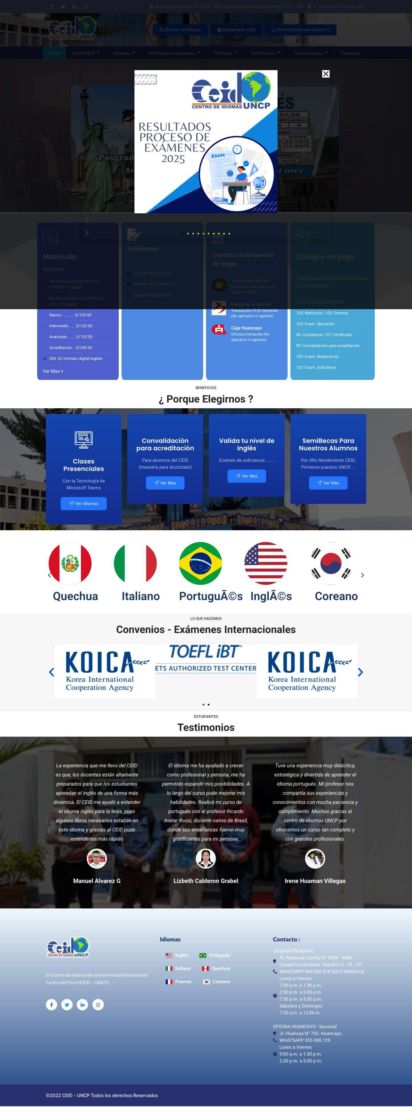 CEID – UNCP – Centro de Idiomas - Full Screenshot