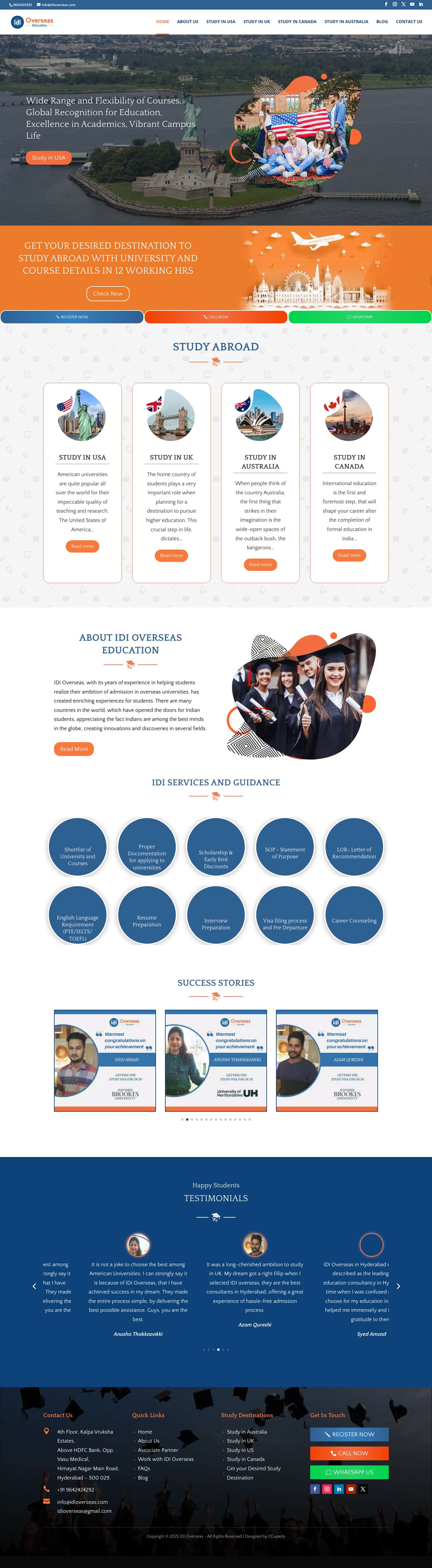 Best Overseas Education Consultancy in Hyderabad | IDI Overseas - Full Screenshot