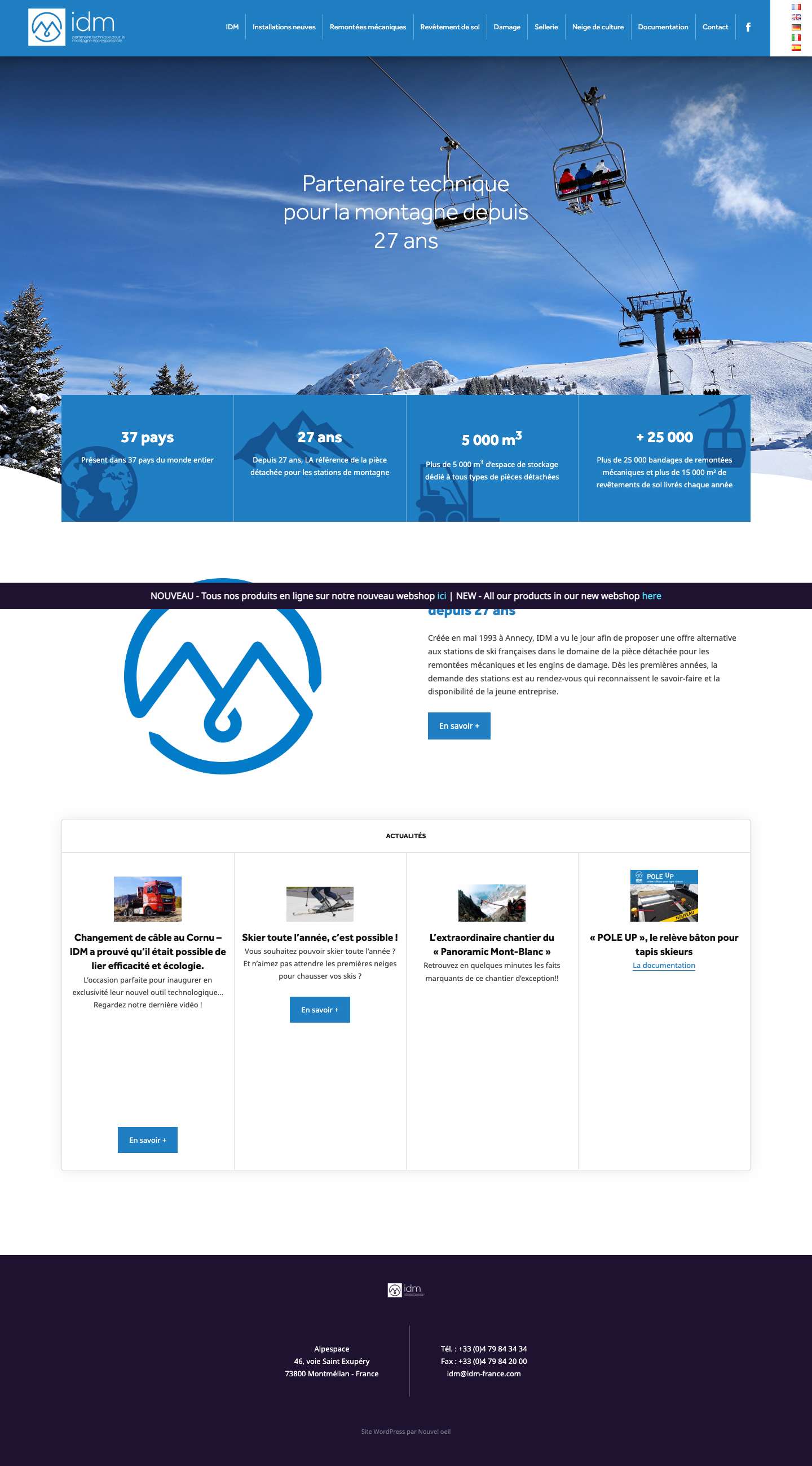 Partenaire technique pour la montagne depuis 27 ans - IDM - Full Screenshot
