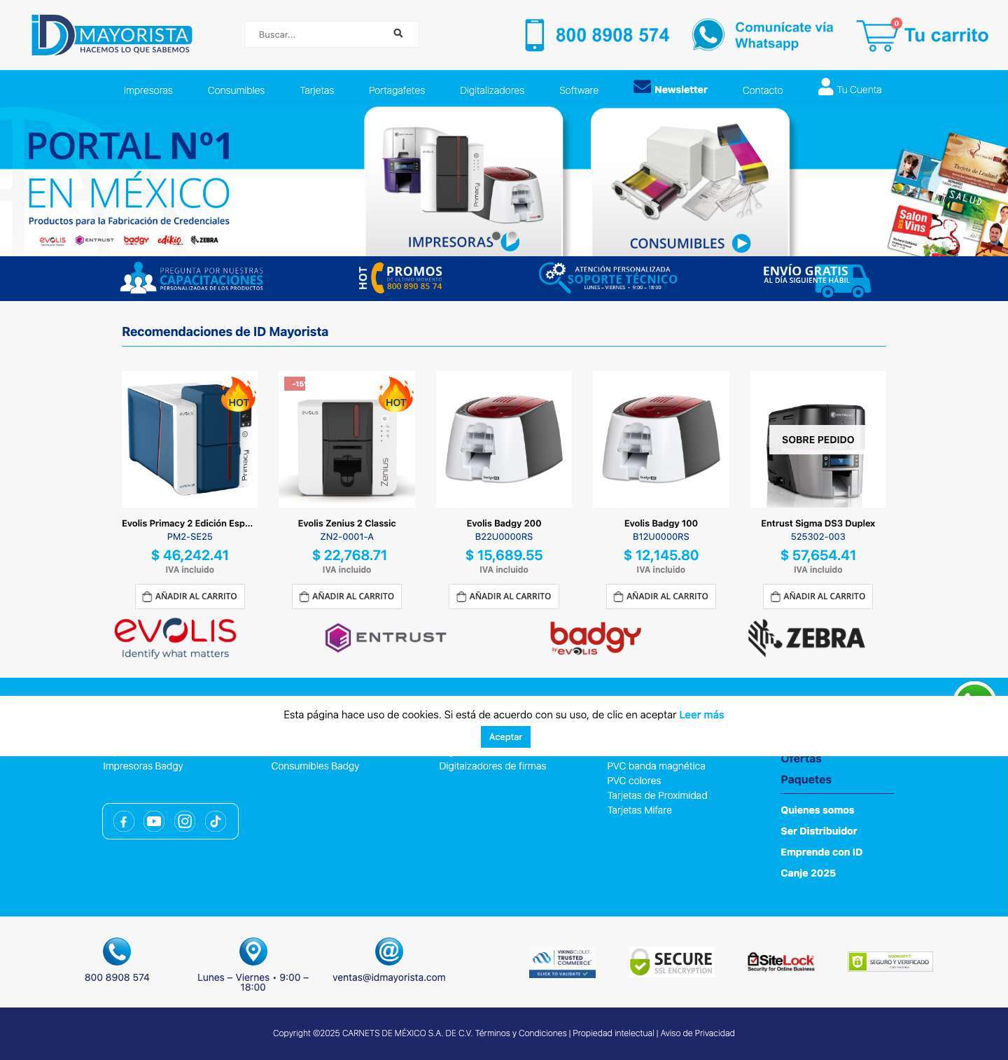 ID Mayorista - Distribuidor oficial Evolis y Entrust en México - Full Screenshot