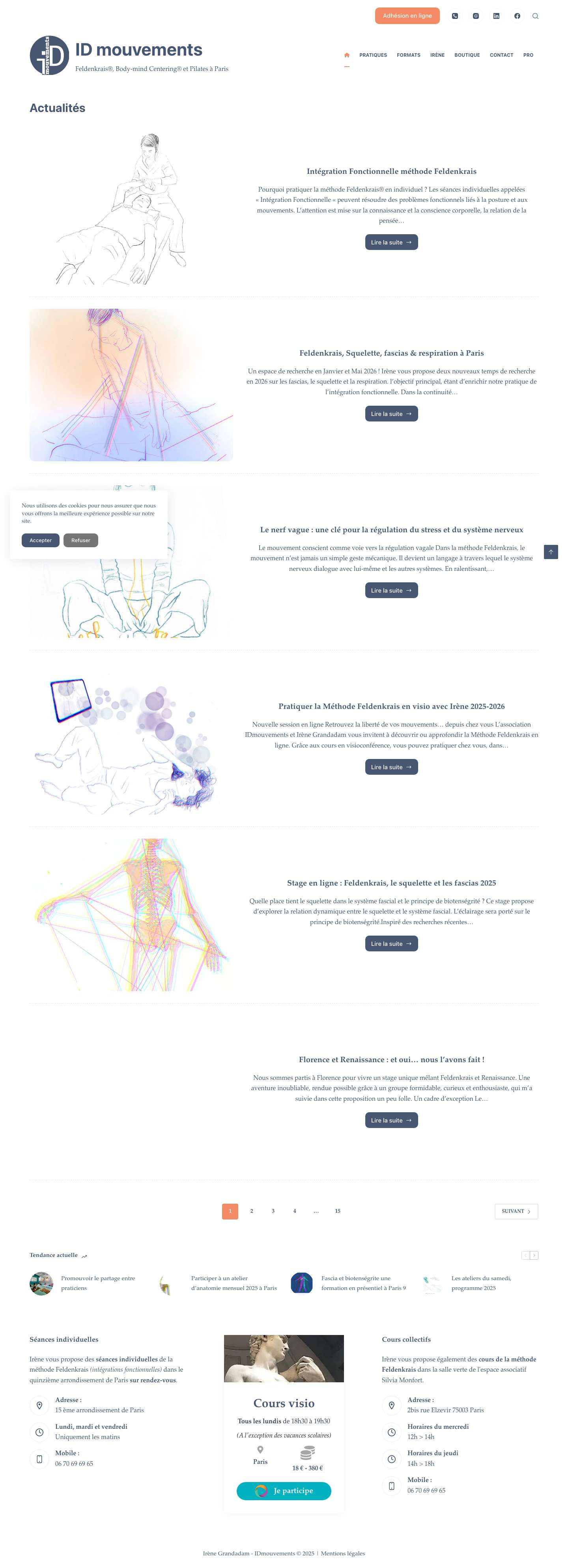 ID mouvements - Feldenkrais®, Body-mind Centering® et Pilates à ParisPicto seul - Full Screenshot