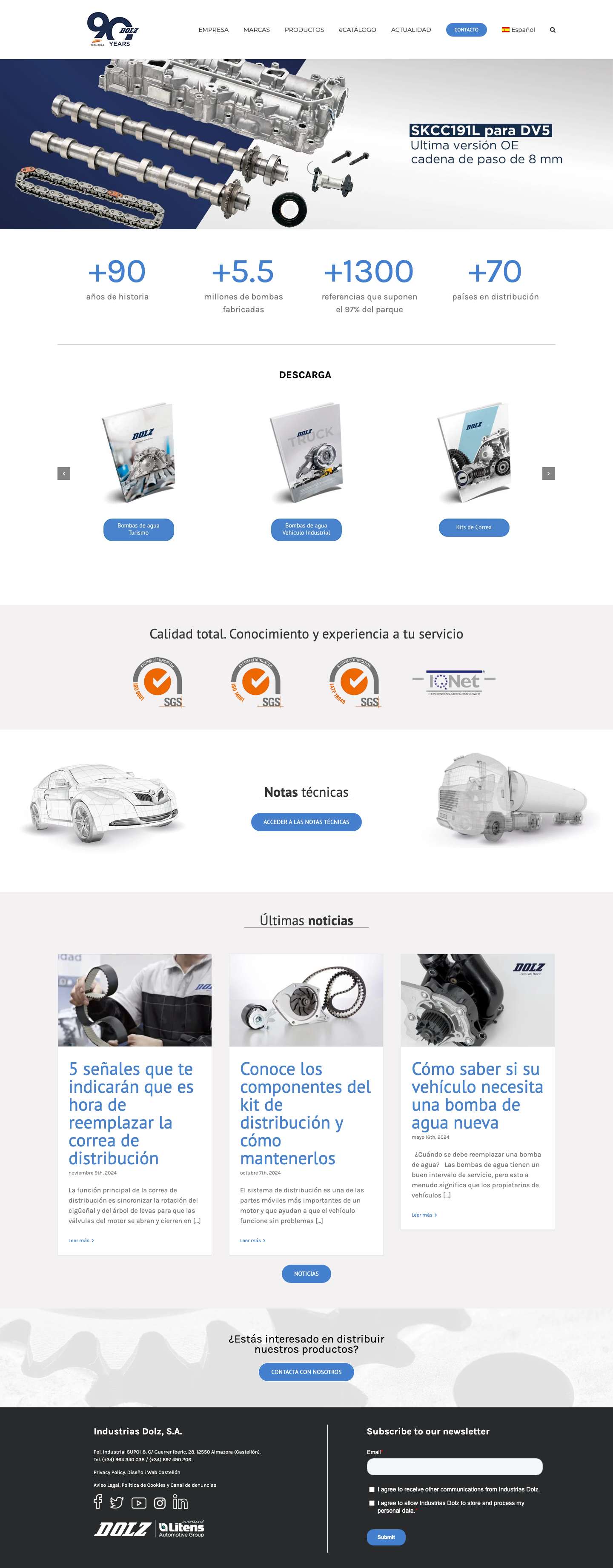 Industrias Dolz | Proveedor de bombas de agua y kits de distribución - Full Screenshot