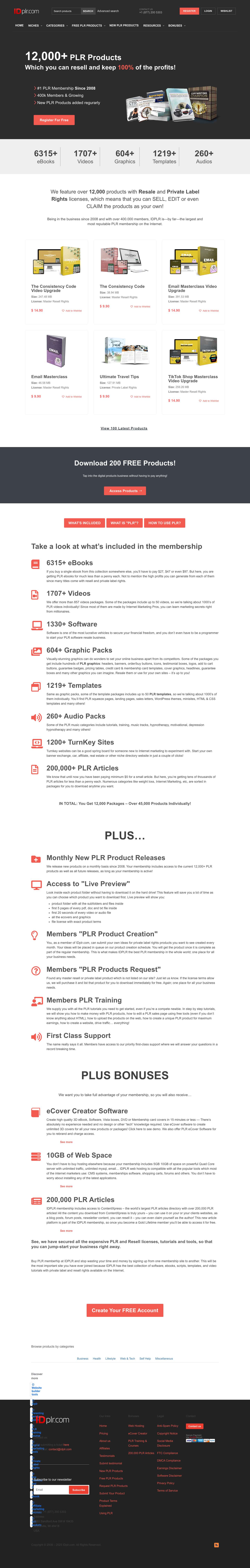 IDPLR – #1 PLR membership Since 2008 - Full Screenshot
