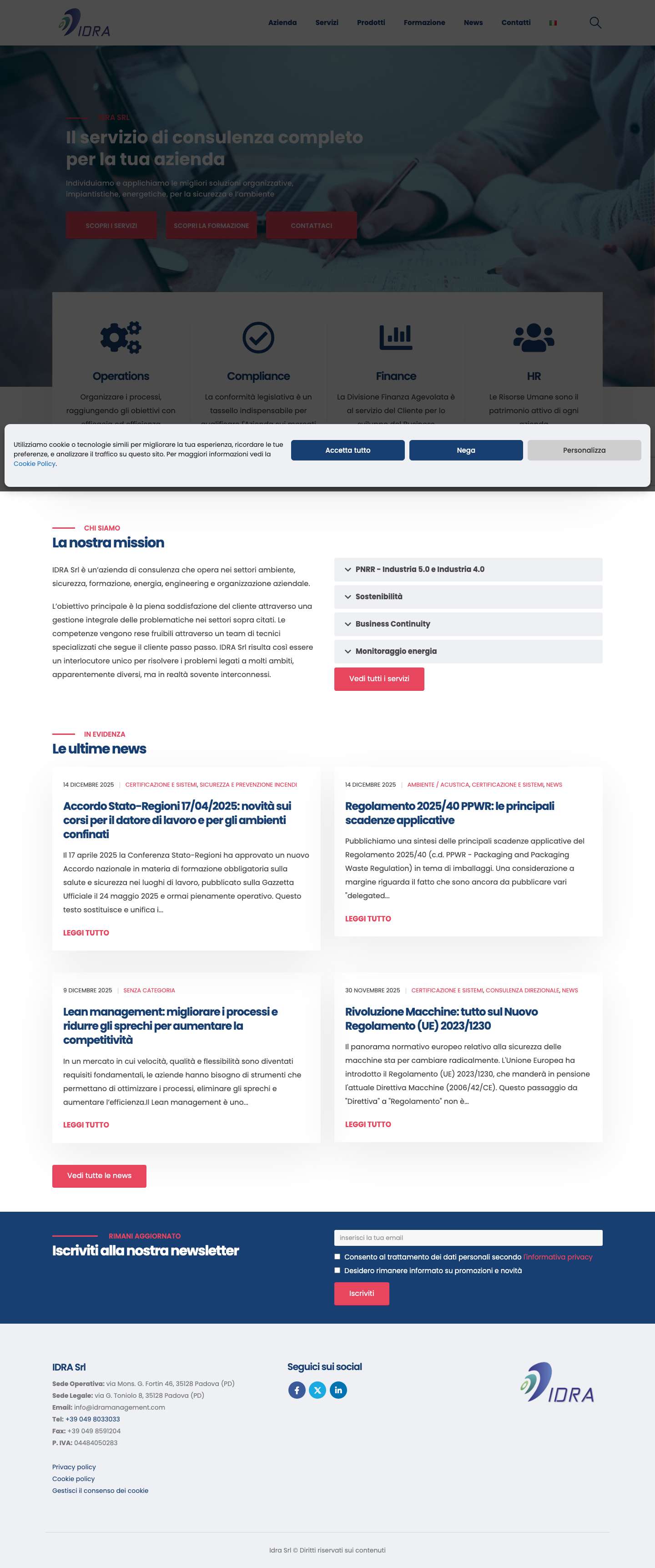 IDRA Srl - Servizi completi di consulenza aziendale - Full Screenshot