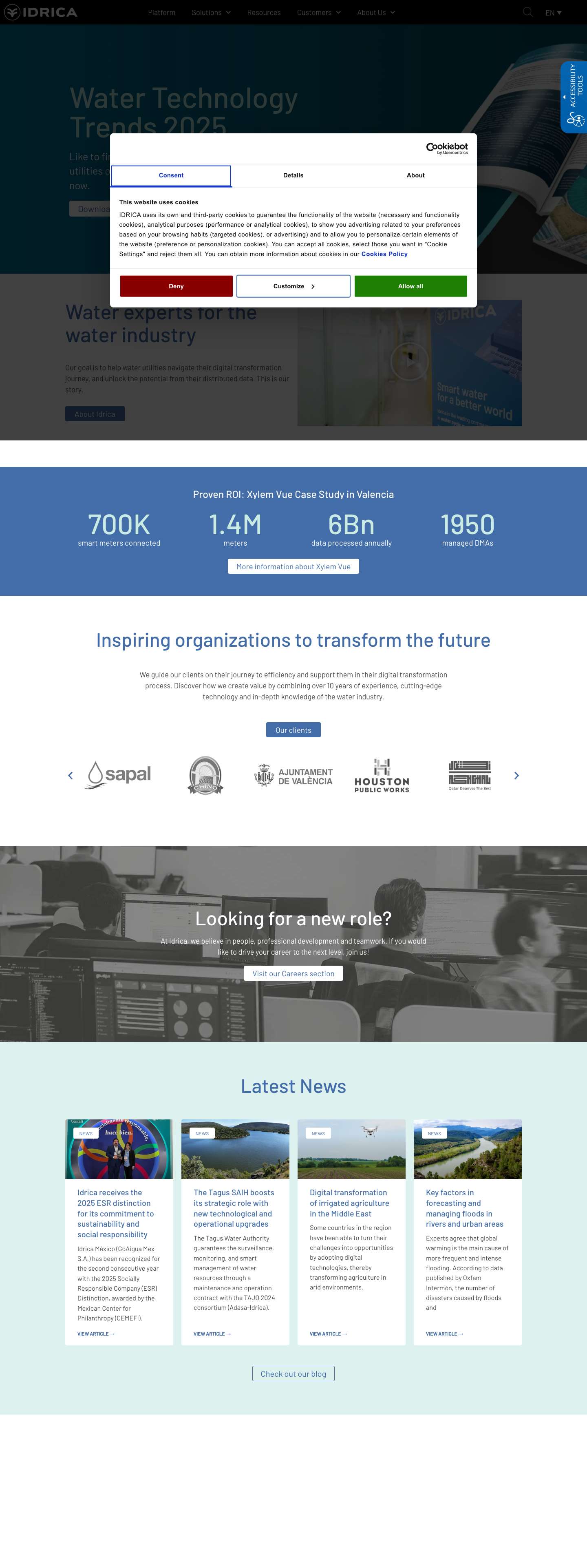 Idrica - Water experts for the water industry - Full Screenshot