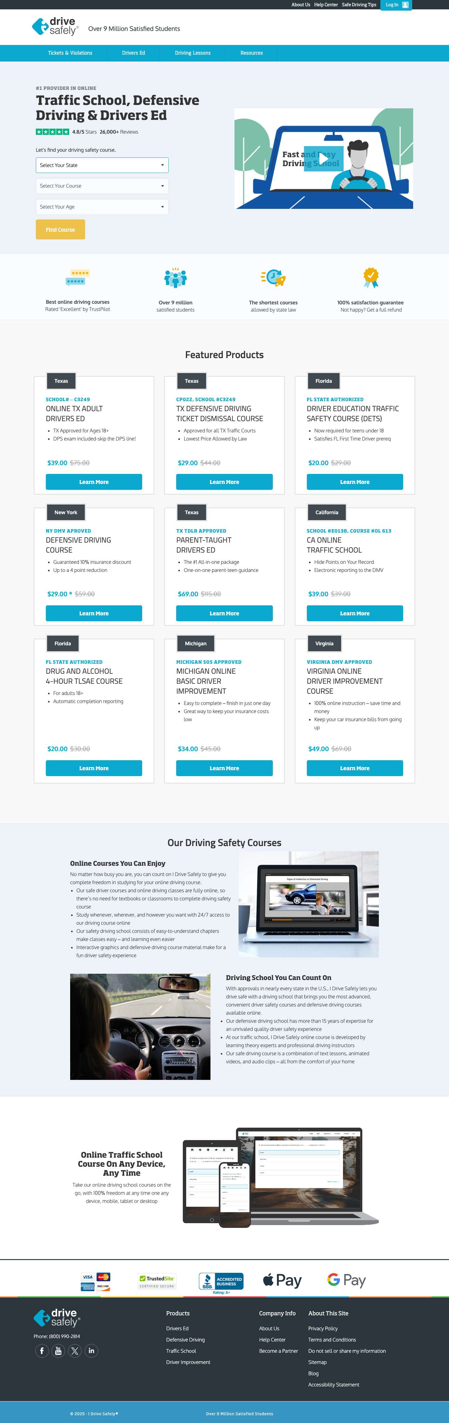 Traffic School, Defensive Driving & Drivers Ed | I Drive Safely – We Build Safer Drivers - Full Screenshot
