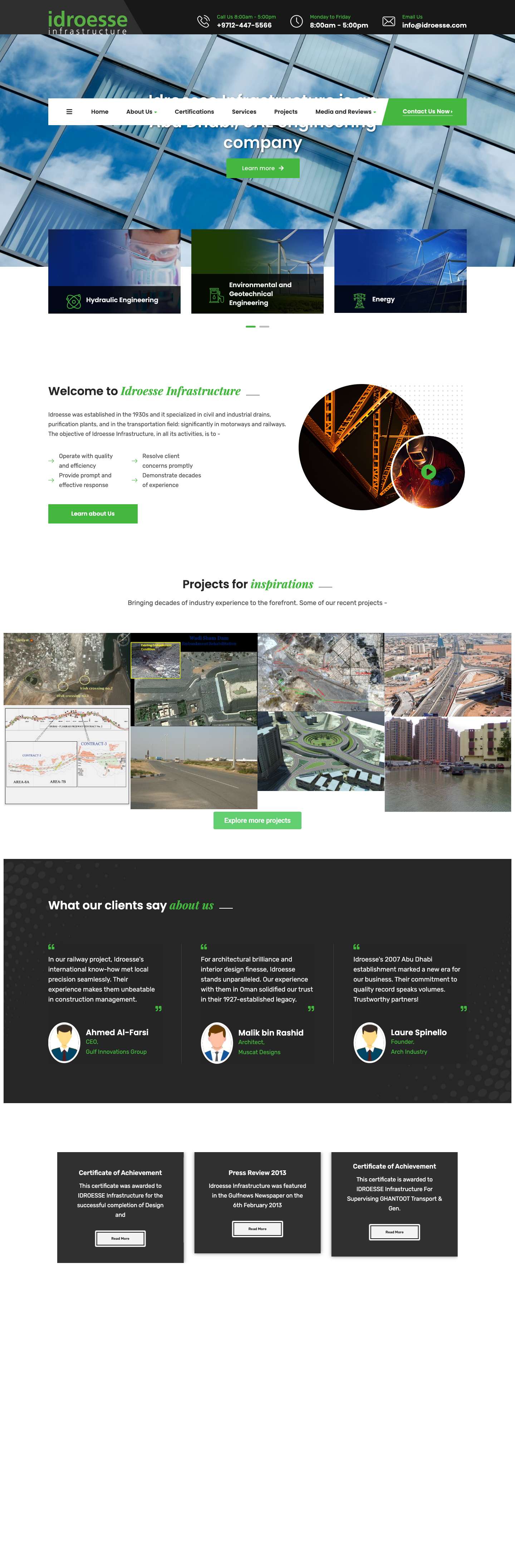 Idroesse Infrastructure – Middle East Engineering and Construction - Full Screenshot