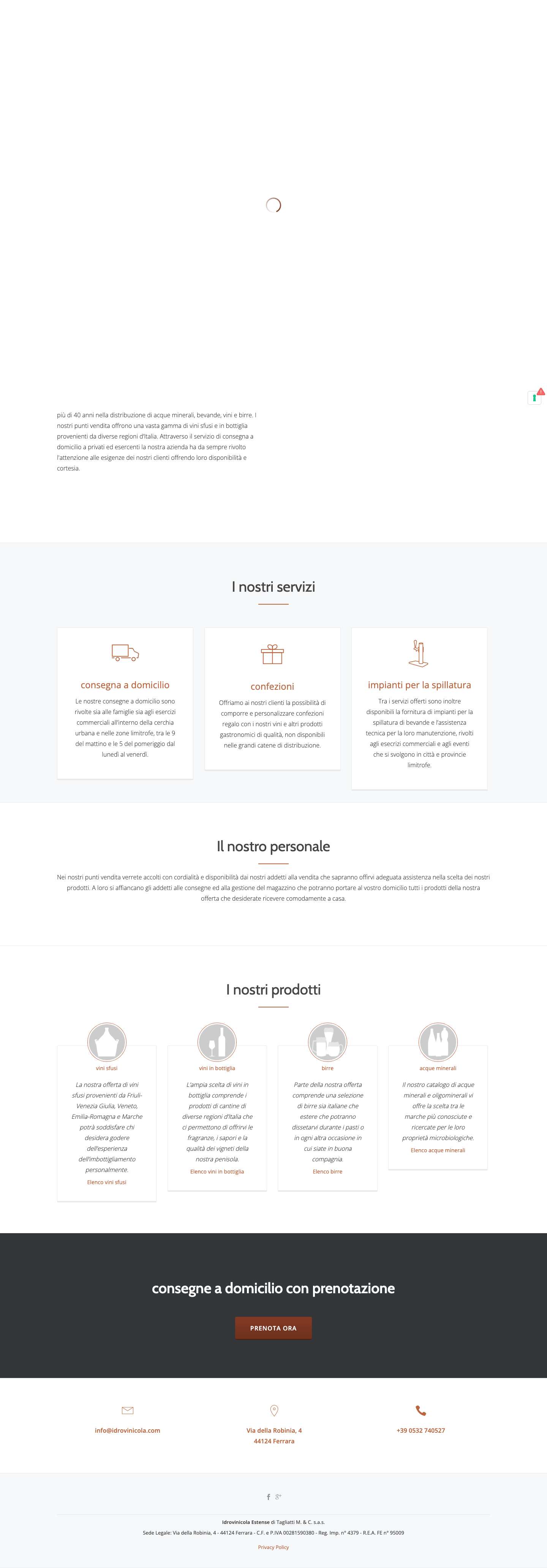 Idrovinicola Estense s.a.s. – Vendita vini e acque minerali - Full Screenshot