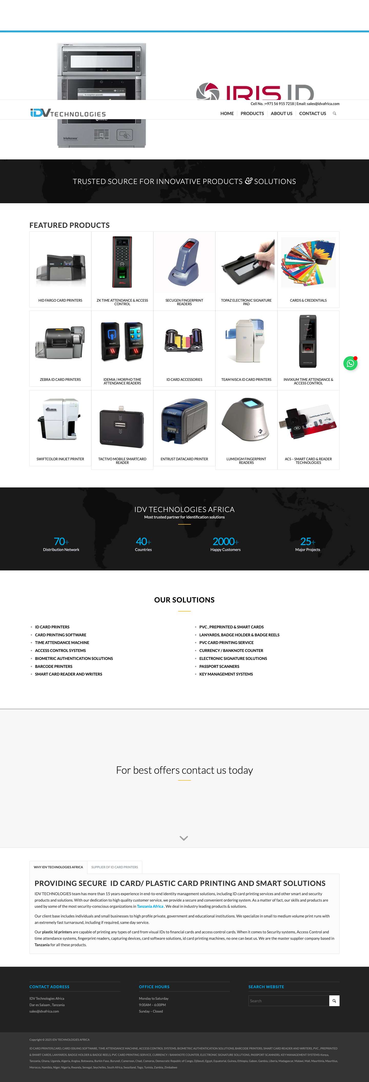 IDV AFRICA – ID card printer Africa , Biometric solutions, time attendance – Innovative products & SolutionsClick to open the search input fieldPreviousNextScroll to next sectionScroll to next sectionSearchScroll to top - Full Screenshot