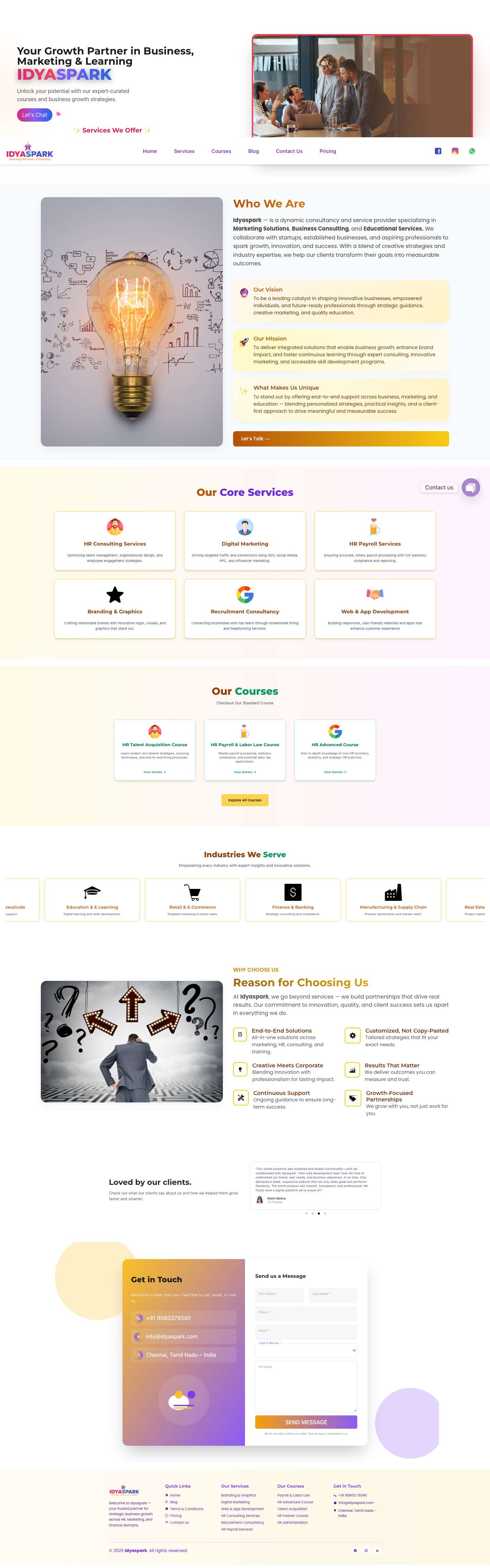 Home » IdyasparkIdyaSpark HeroTestimonials | Idyaspark - Full Screenshot