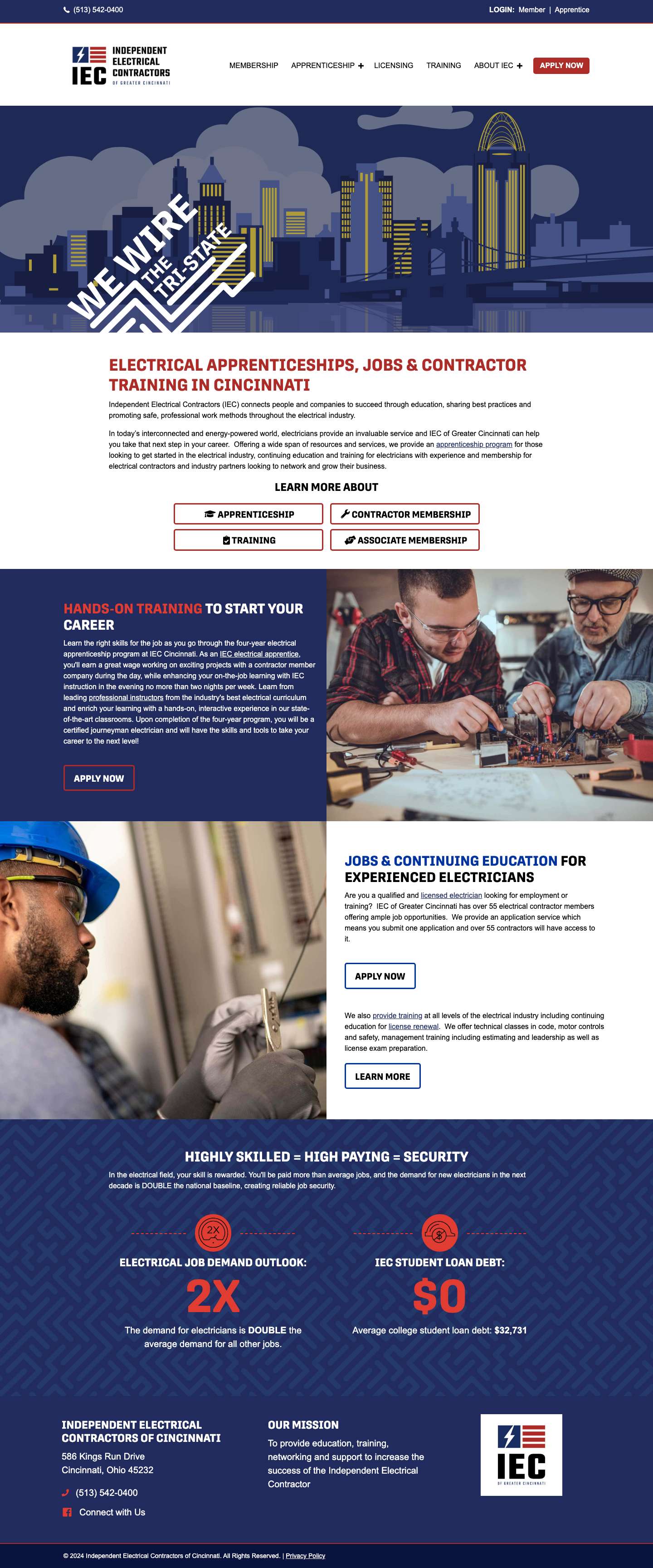 Electrical Jobs, Apprenticeship & Contractor Training in Cincinnati: Advance Your Electrical Career | IEC of Greater Cincinnati - Full Screenshot