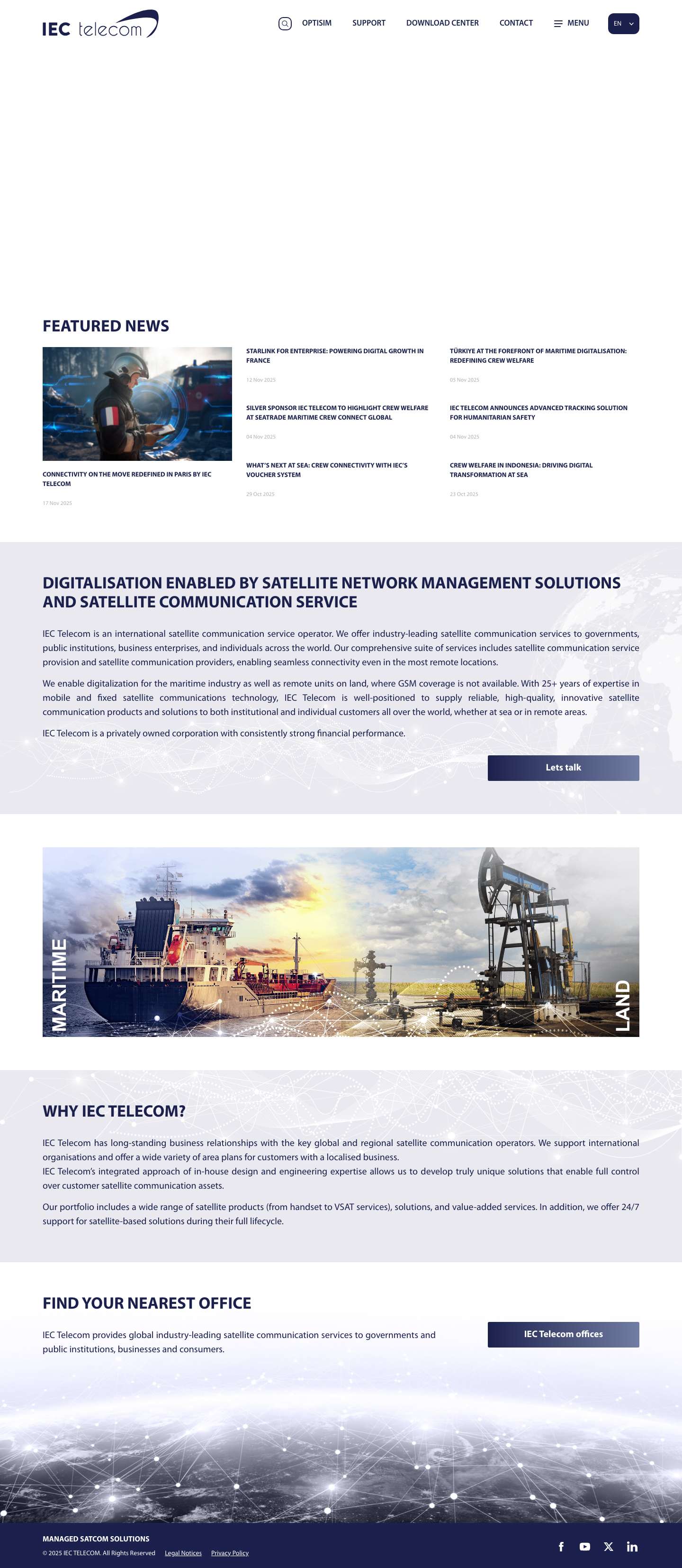 IEC Telecom | Global Satellite Communication Solutions - Full Screenshot