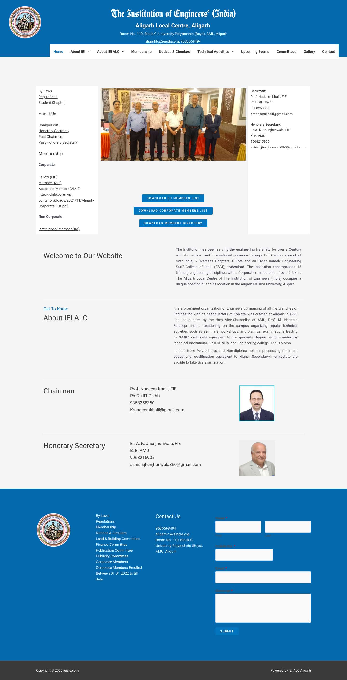 ieialc.com – The Institution of Engineers (India), Aligarh Local Centre, Aligarh - Full Screenshot