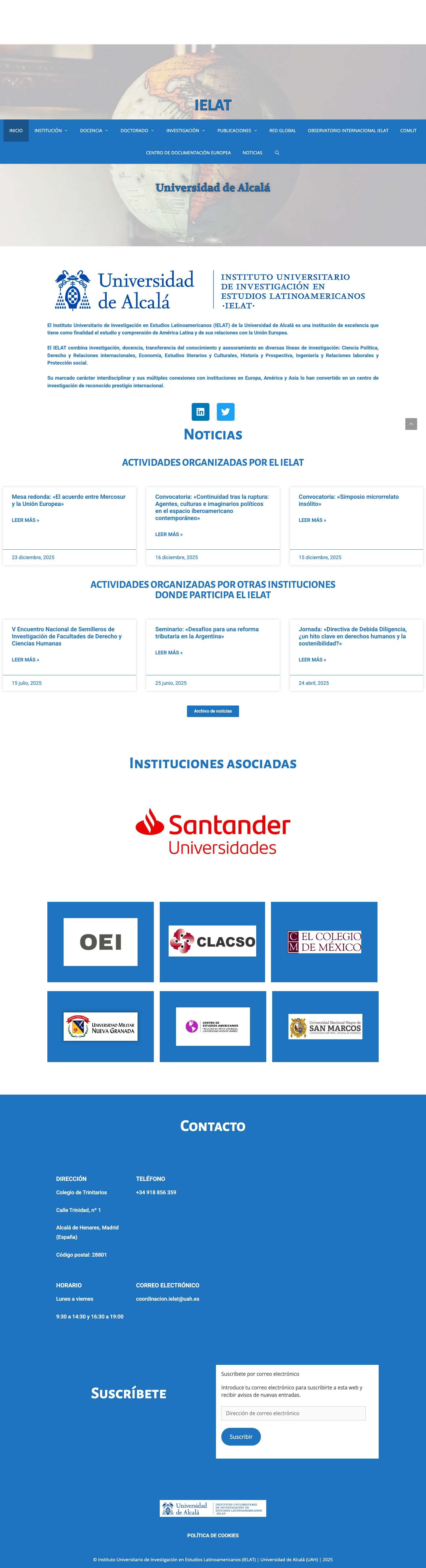 IELAT – Instituto Universitario de Investigación en Estudios Latinoamericanos - Full Screenshot