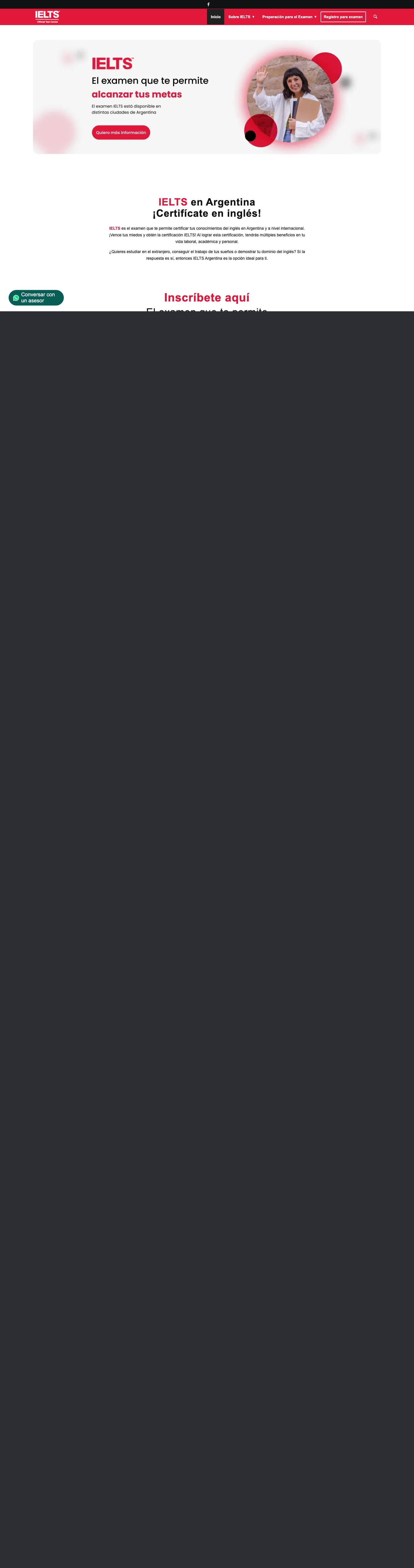 Examen Oficial de Inglés IELTS Argentina - Certificación oficial.Shopping CartClick to open the search input fieldScroll to top - Full Screenshot