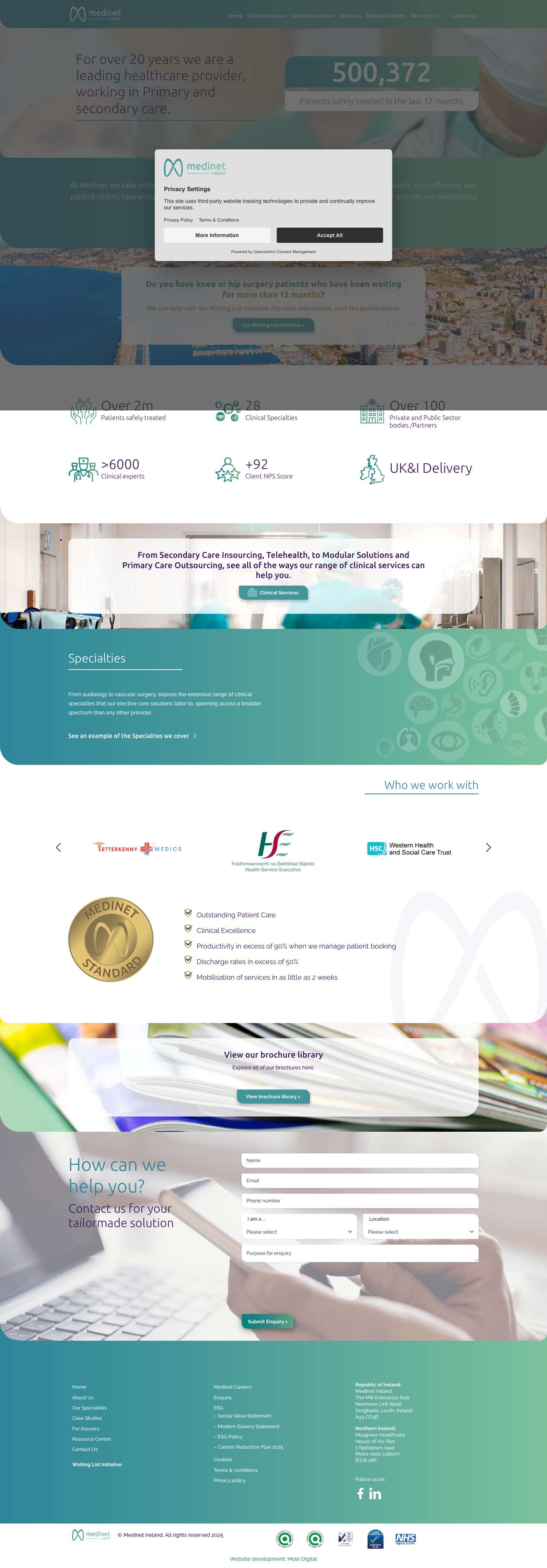 MEDINET IE - Home - A leading provider in elective care solutions - Full Screenshot