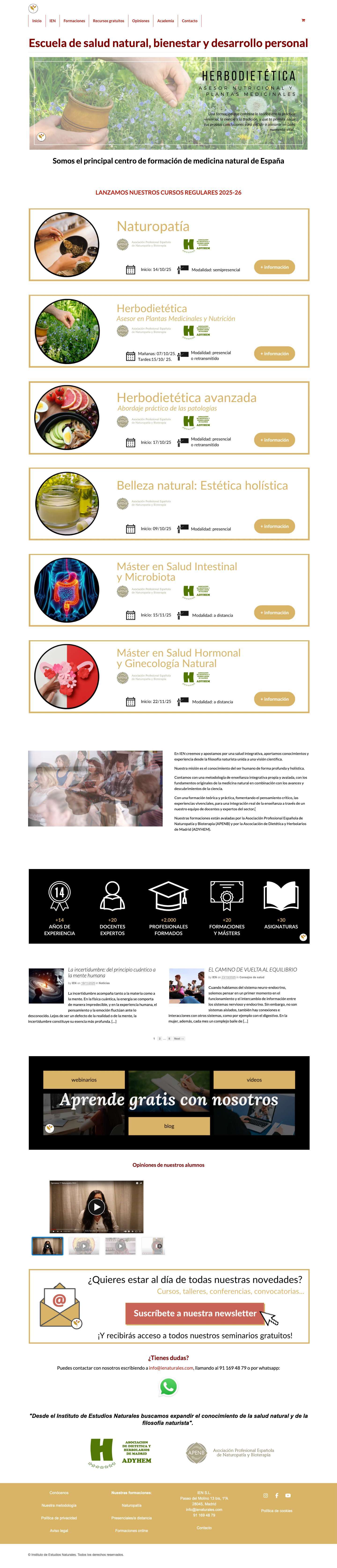 Centro de Cursos de Terapias Naturales y Alternativas en Madrid - Full Screenshot