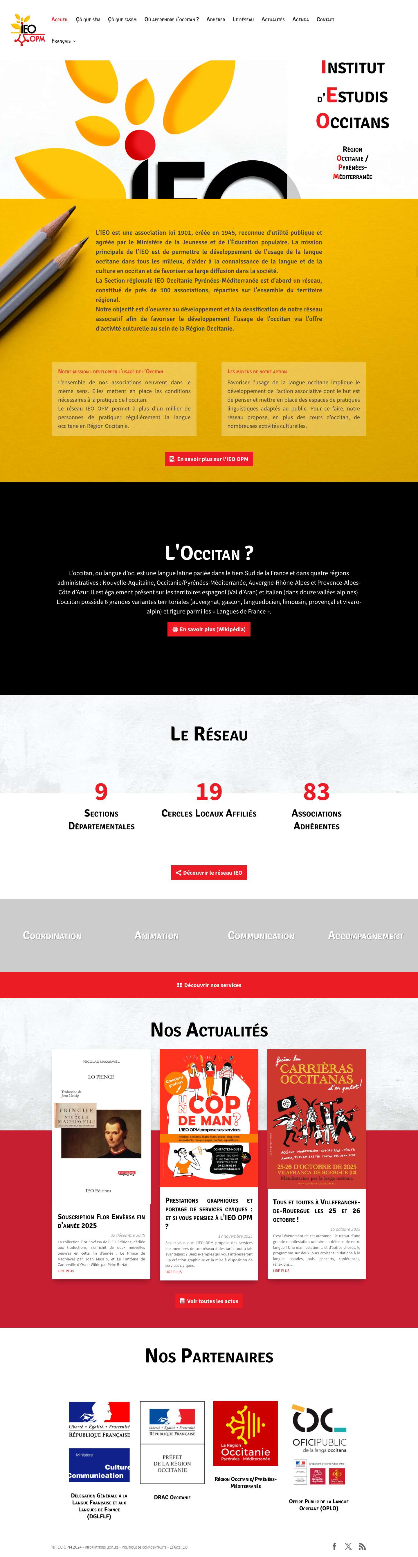 IEO OPM – Institut d'Études Occitanes Région Occitanie / Pyrénées-Méditerranée - Full Screenshot