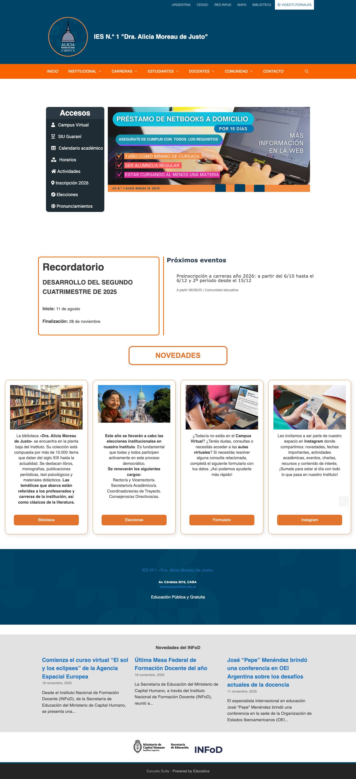 IES N.° 1 "Dra. Alicia Moreau de Justo"IES N.° 1 Alicia Moreau de Justo - Full Screenshot