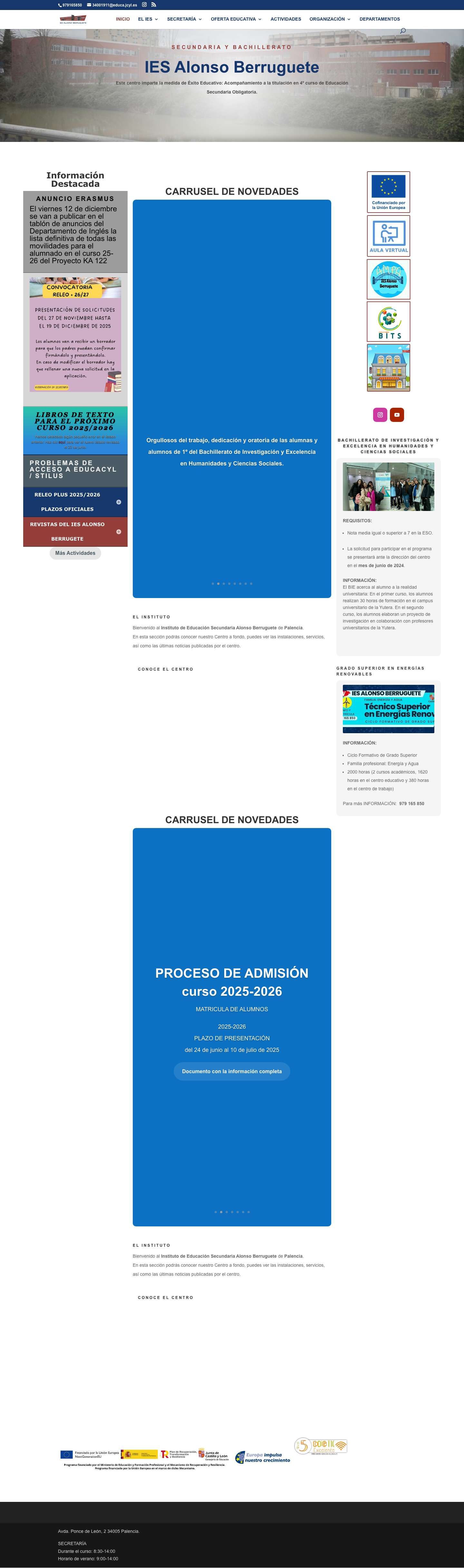 IES Alonso Berruguete de Palencia | Instituto de Secundaria y Bachillerato en Palencia - Full Screenshot