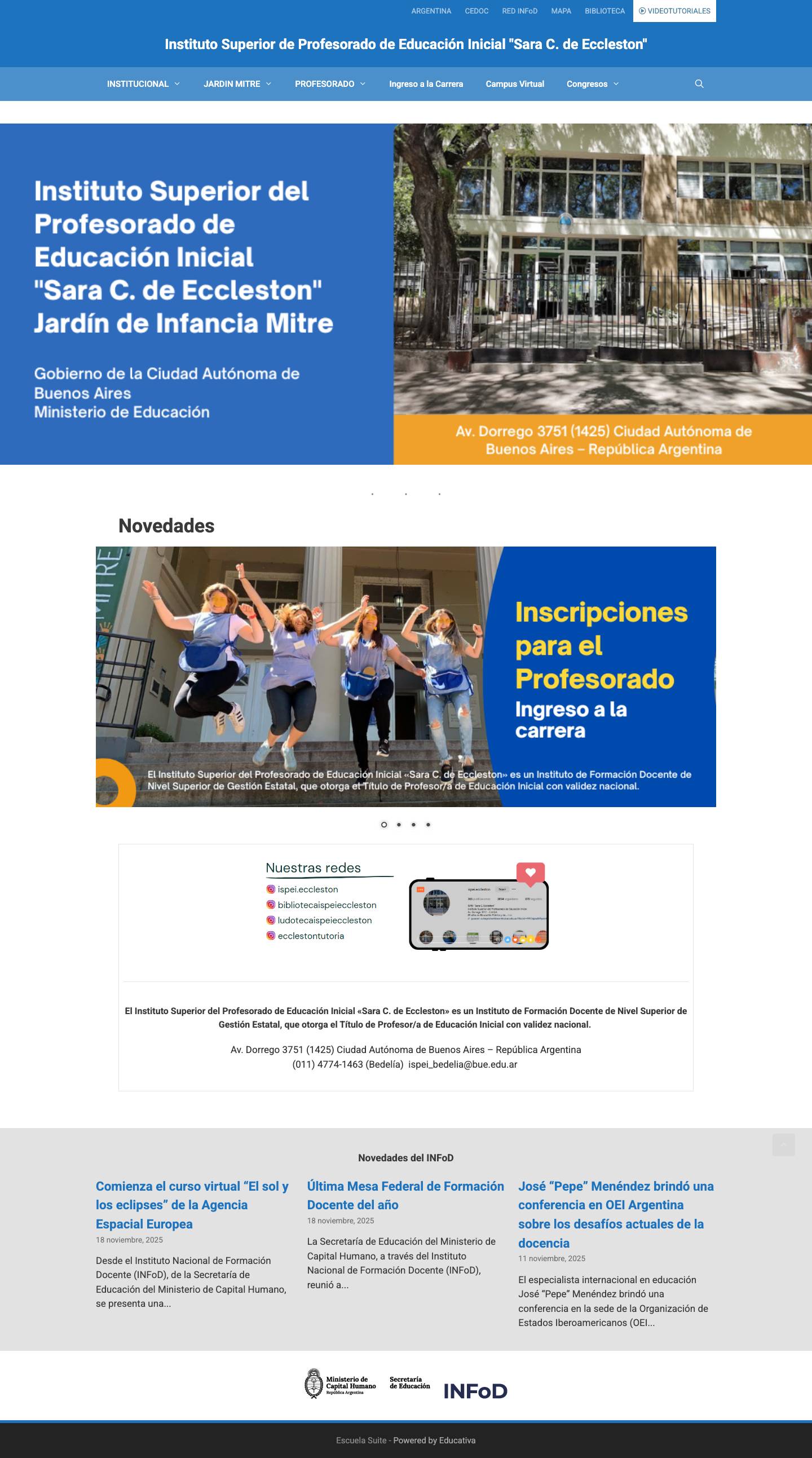 Instituto Superior de Profesorado de Educación Inicial "Sara C. de Eccleston" - Full Screenshot