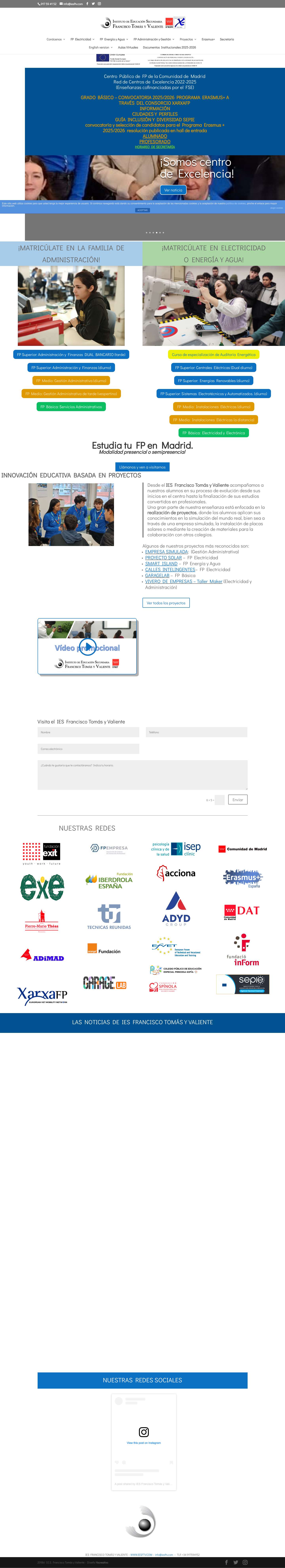 Centro de FP en Madrid - IES Francisco Tomás y Valiente - Full Screenshot