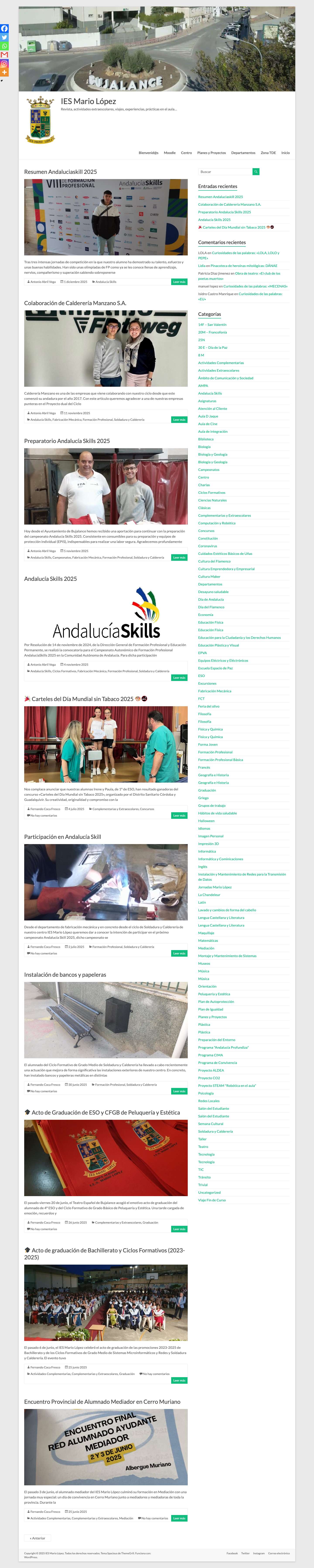 IES Mario López – Revista, actividades extraescolares, viajes, experiencias, prácticas en el aula… - Full Screenshot